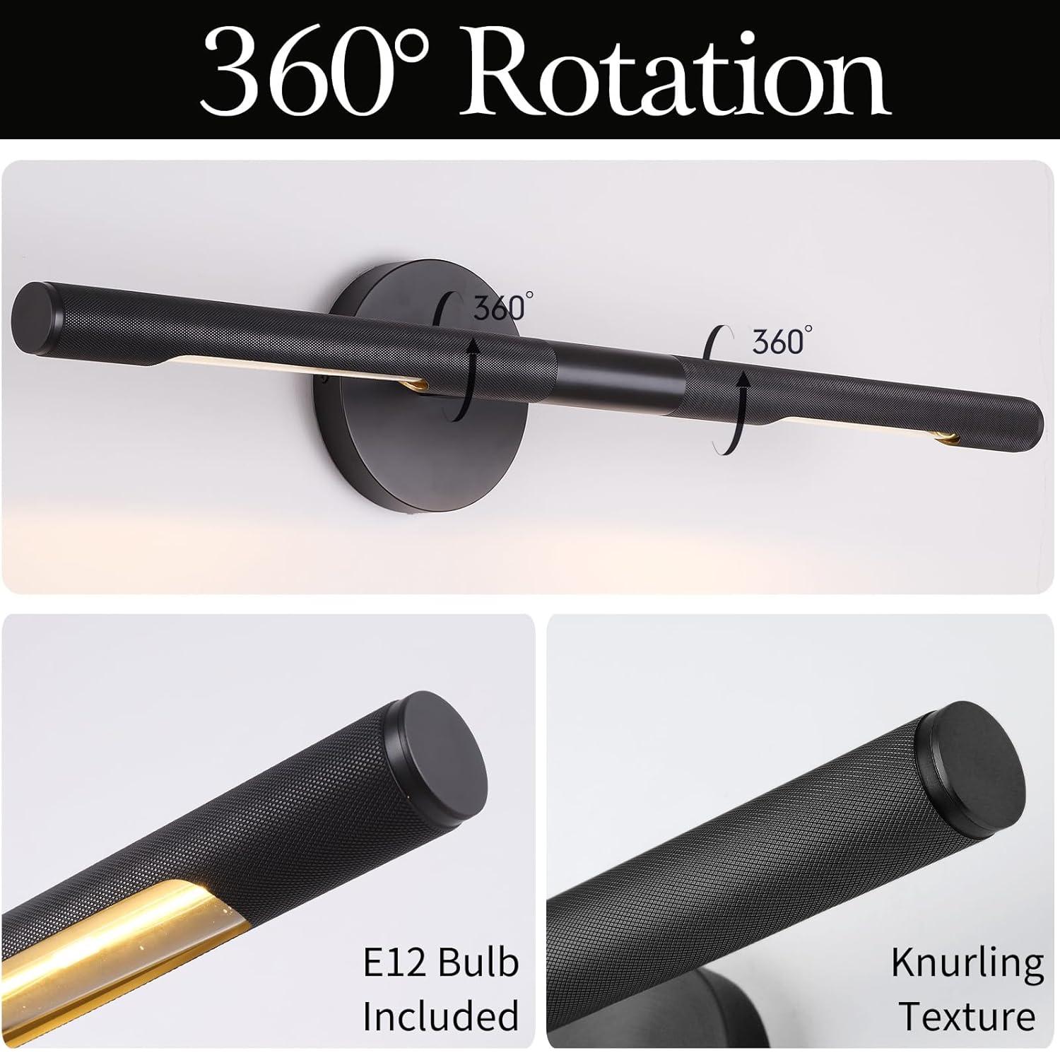 Everly Quinn 30'' Dimmable LED 360° Rotatable Wall Mounted Sconce Picture Light Vanity Light (Bulbs Included)