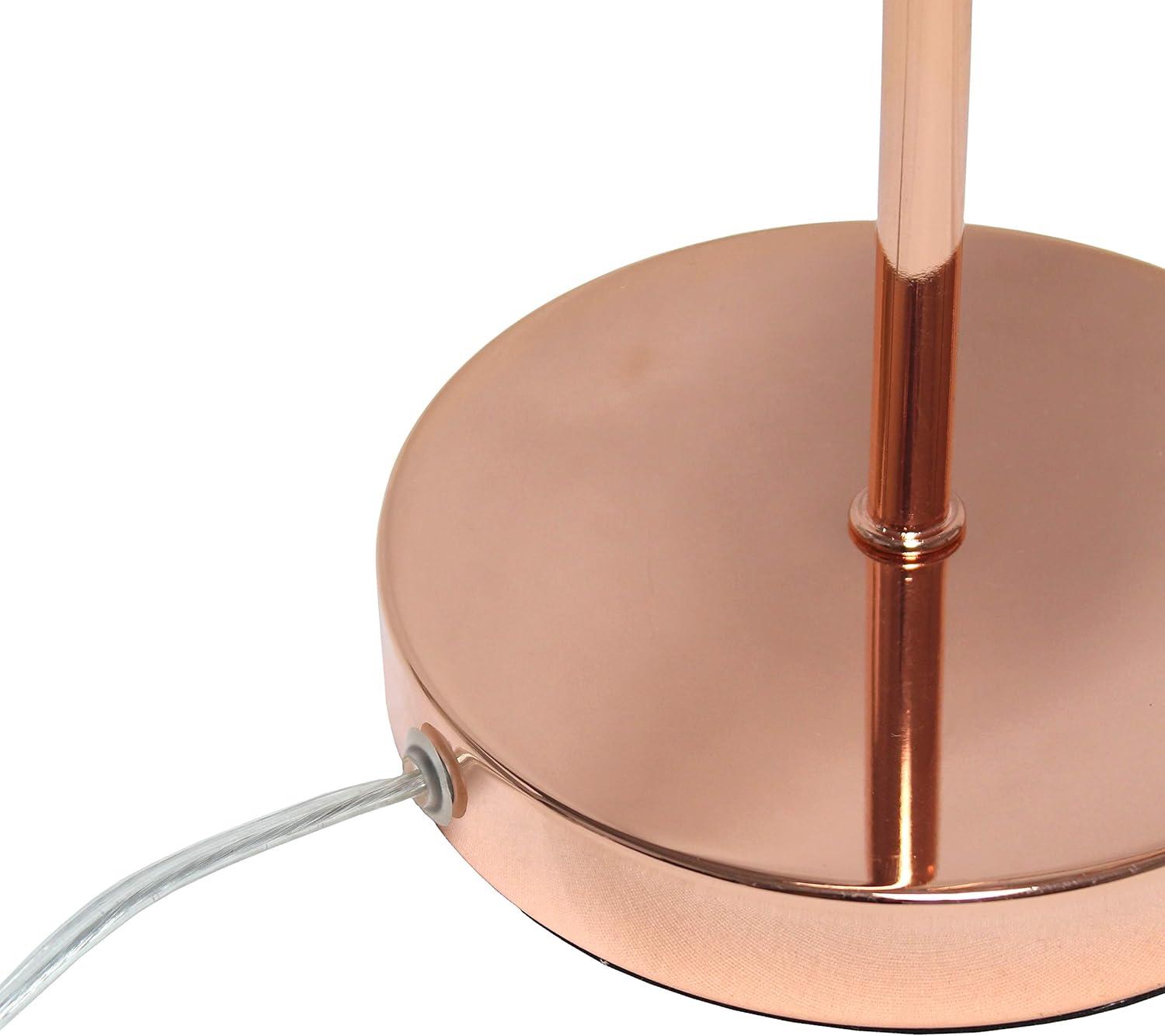 Lalia Home Modern Metal Scroll Table Lamp with Curved Metal Base and Clear Glass Shade - Rose Gold