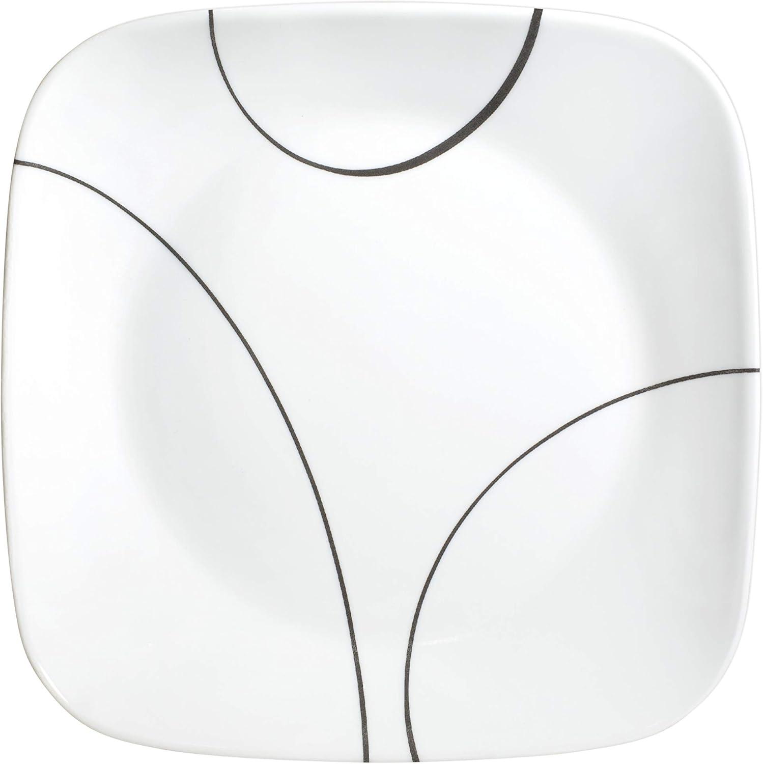 White Square Glass Dinnerware Set for 6 with Glossy Finish