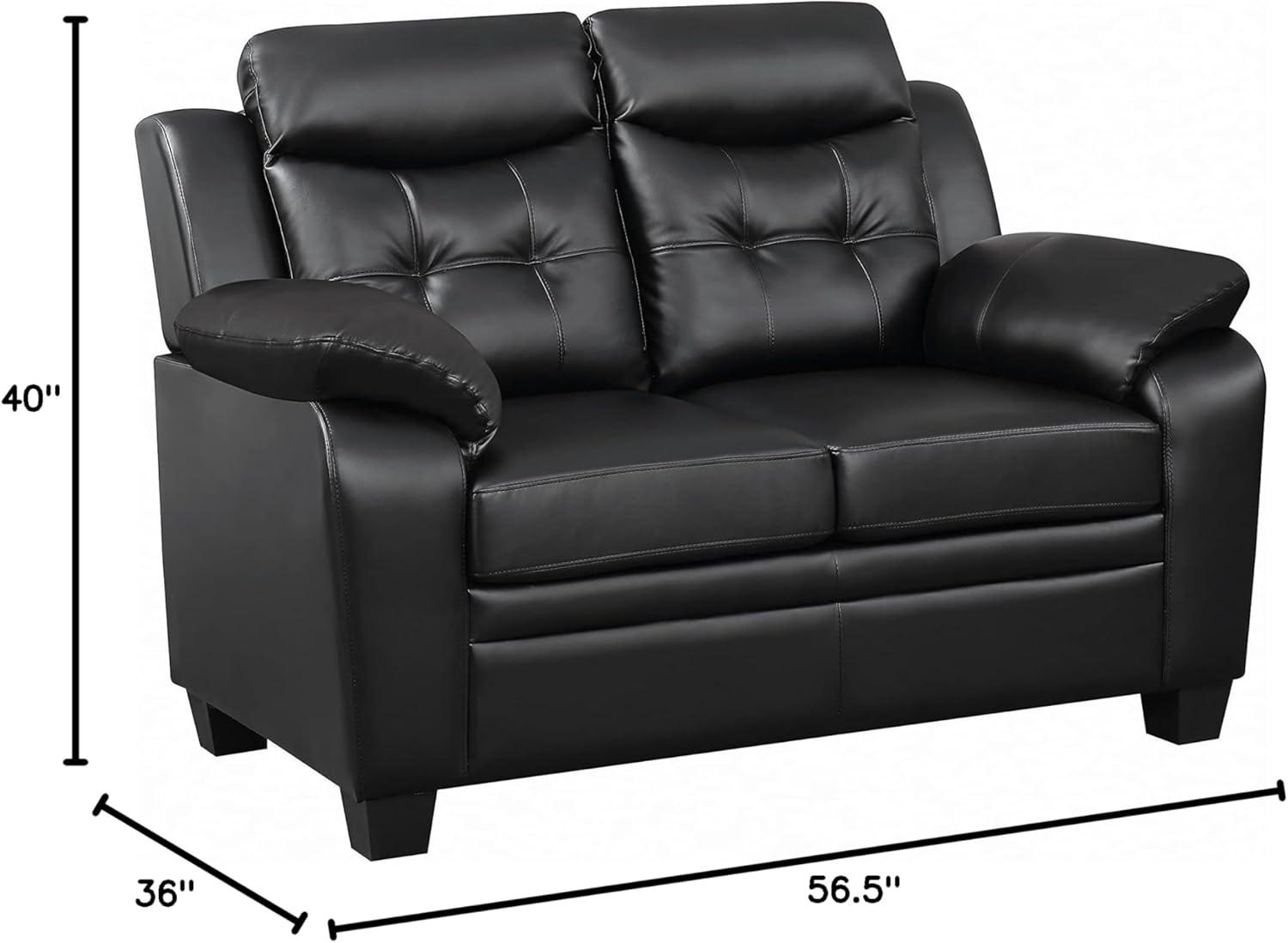 Coaster Leather Sofa Black Finish 506551