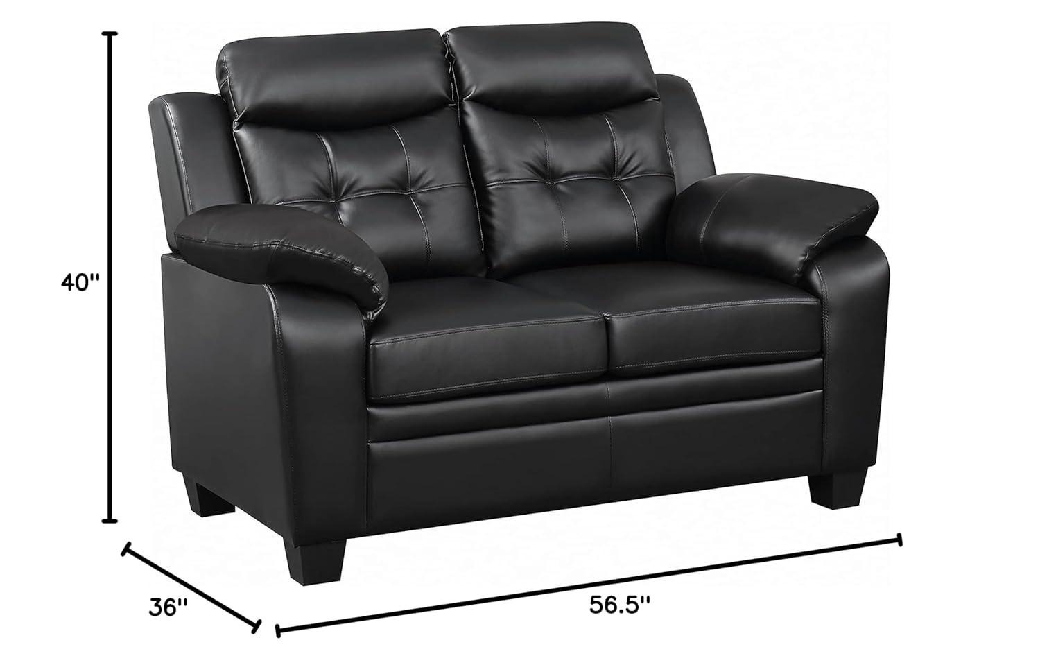 Coaster Leather Sofa Black Finish 506551