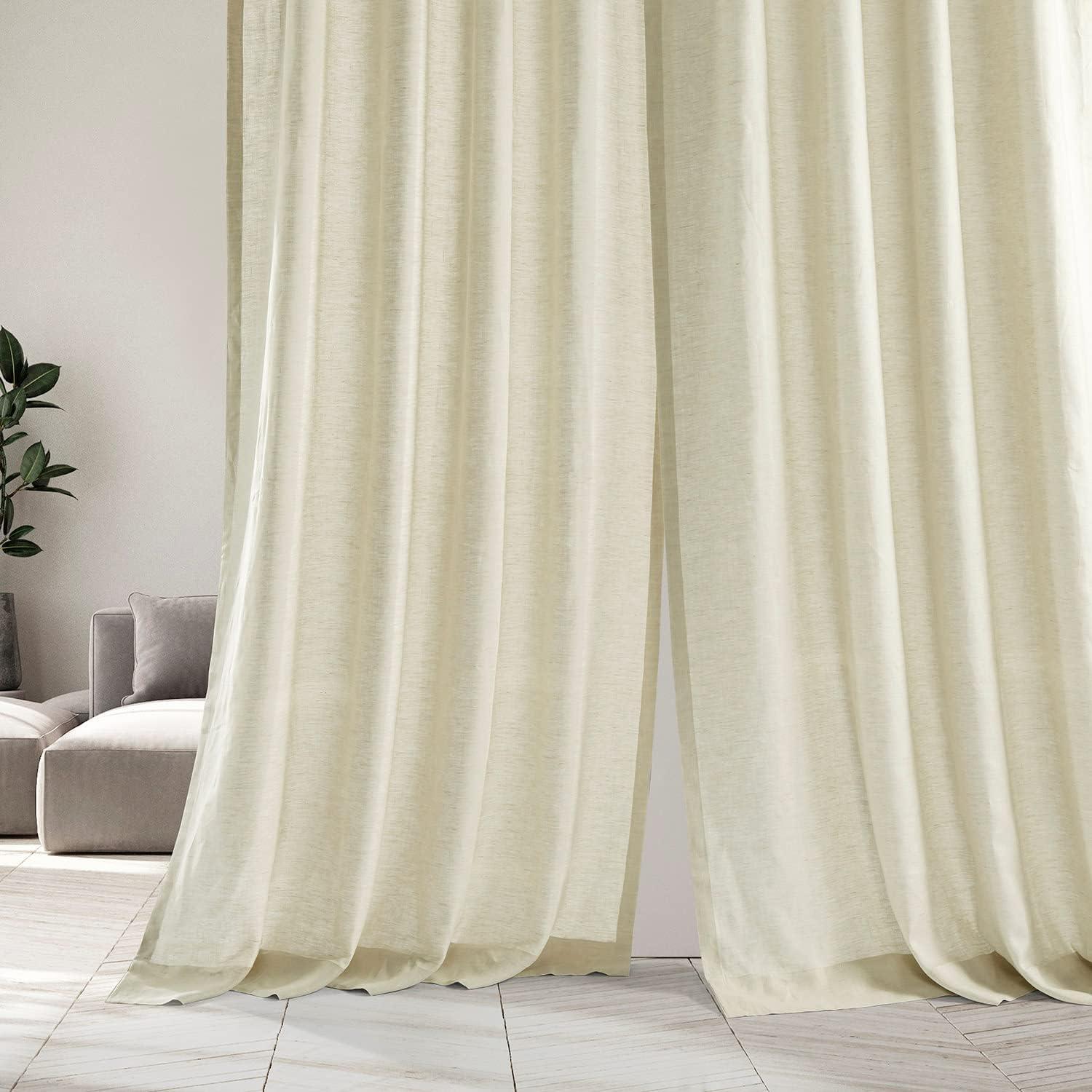 Exclusive Fabrics  Signature French Linen Sheer Curtain (1 Panel) 50 X 96 - Birch