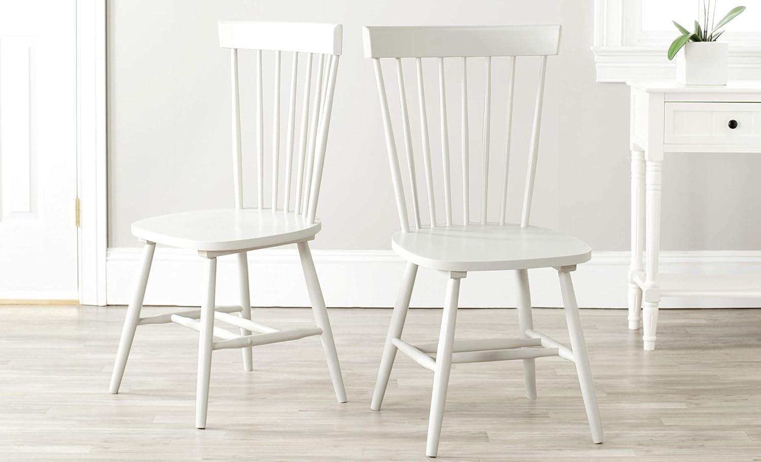 SAFAVIEH Parker Solid 17 in. H Spindle Dining Chair, Off White, Set of 2