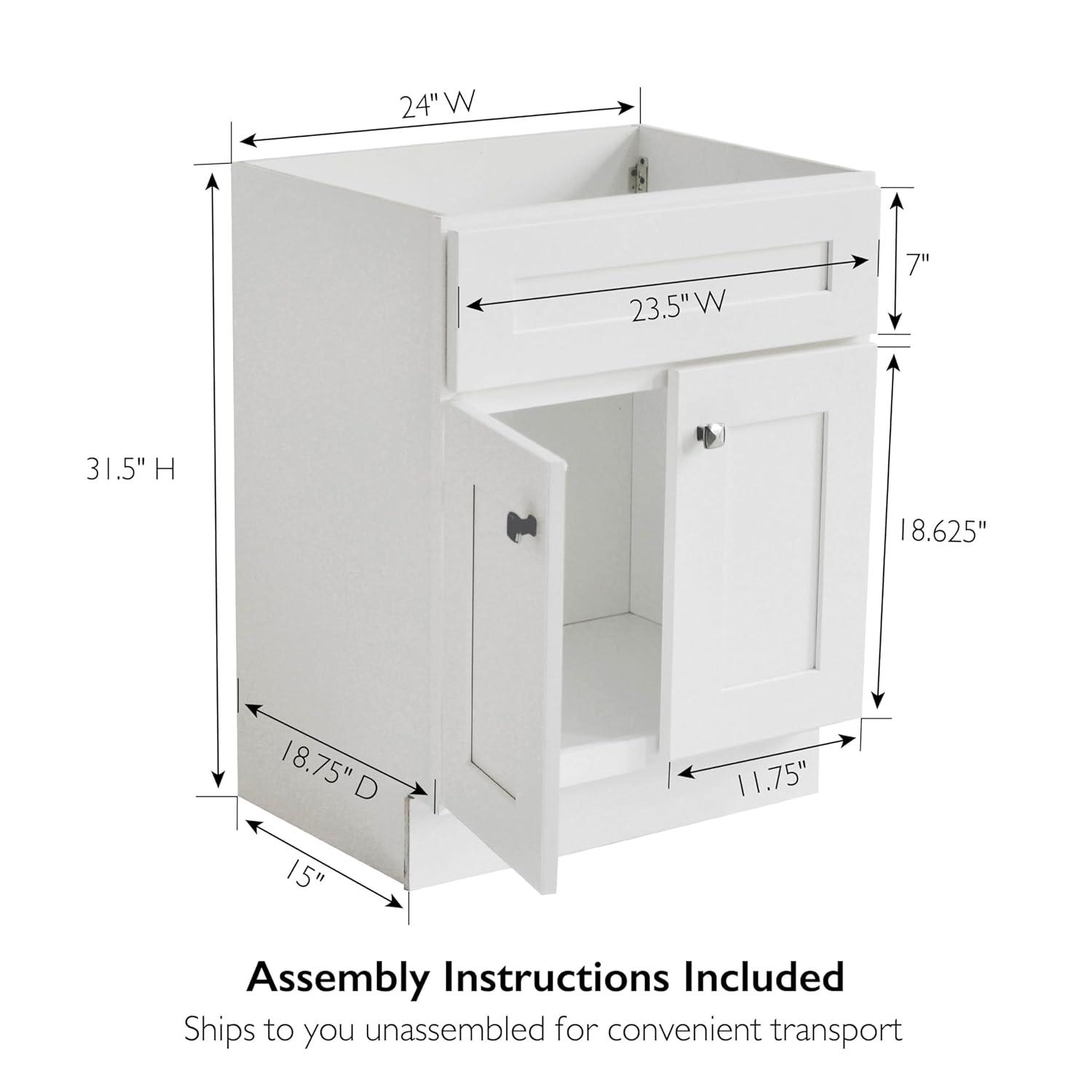 Design House Brookings 24 Inch Bathroom Vanity, Ready to Assemble, Solid Wood, Sherwin Williams – Design House, 587063