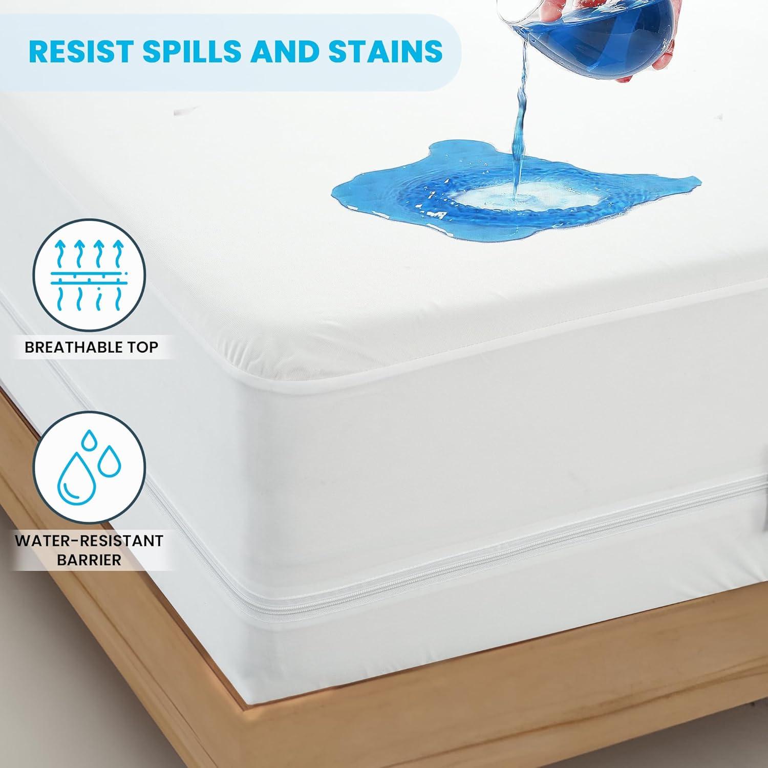 Waterproof Zipper Encasement for Mattress Bed Bug Resistant & Hypoallergenic