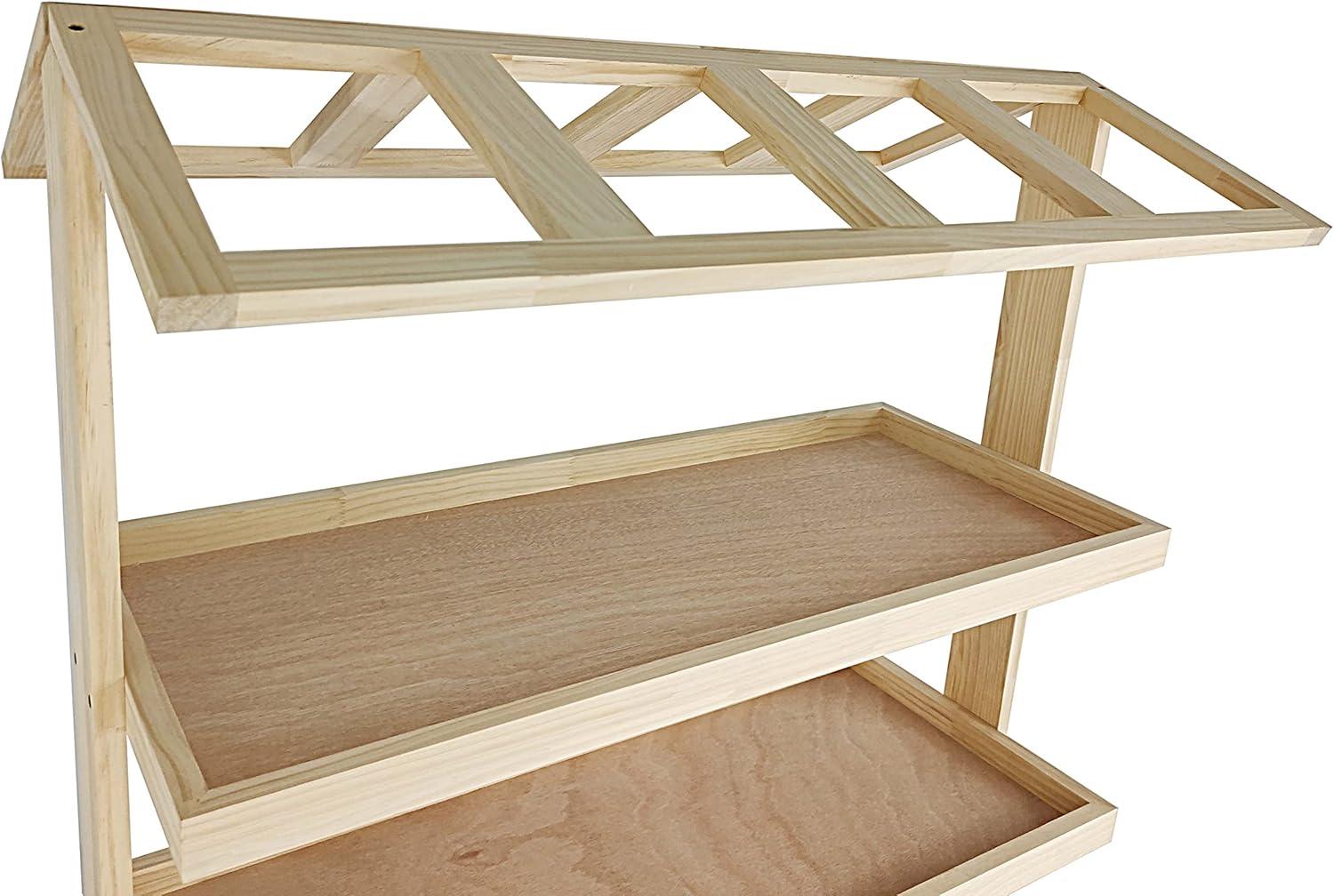 FixtureDisplays Flower Cart Vending Cart Farmers Market County Fair Wagon Wood Stall Stand Rolling Shelf Retail