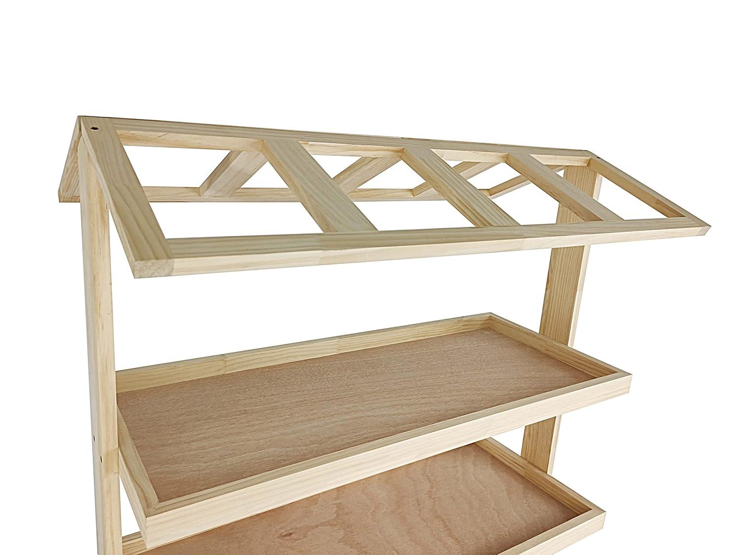 FixtureDisplays Flower Cart Vending Cart Farmers Market County Fair Wagon Wood Stall Stand Rolling Shelf Retail
