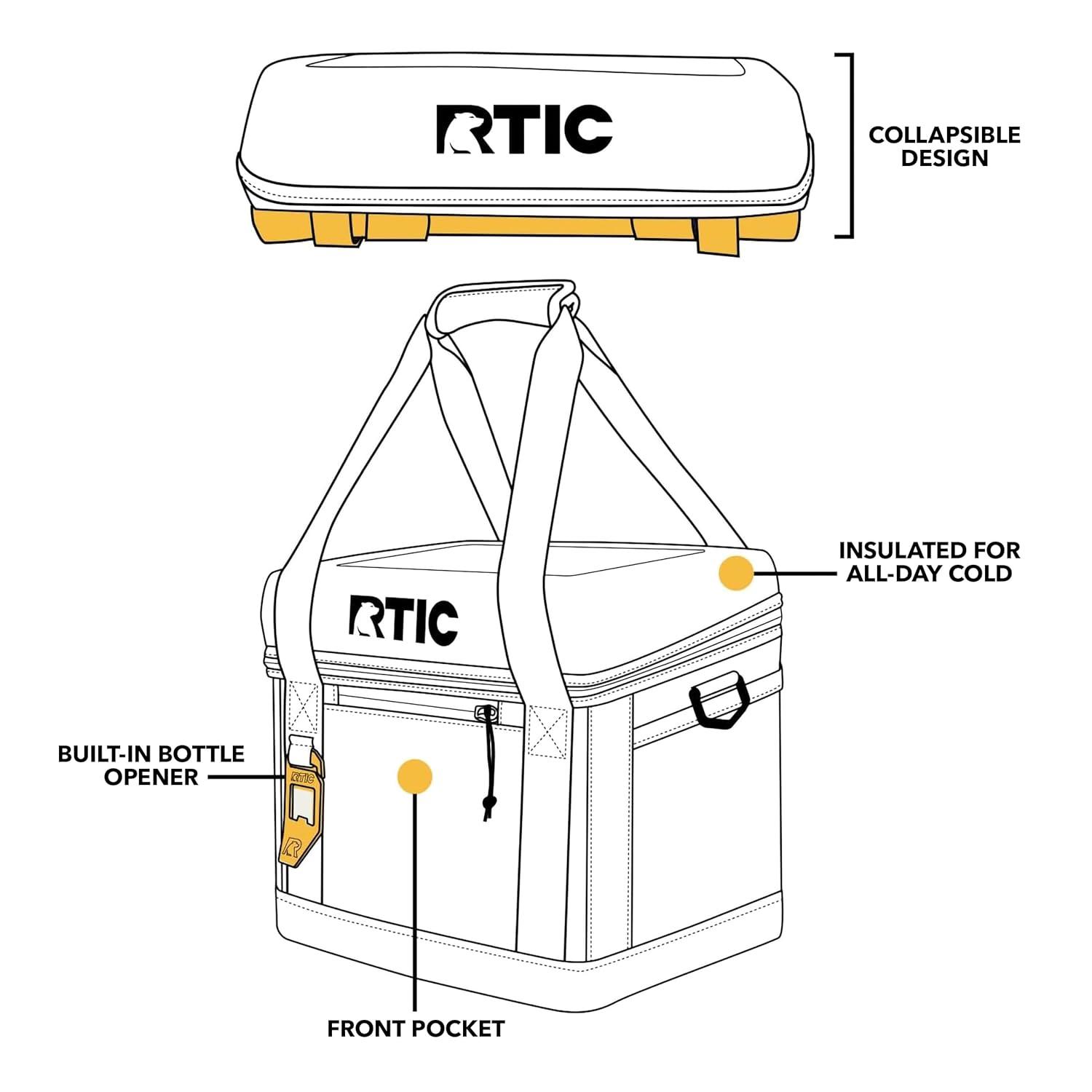 RTIC 28 Can Everyday Soft Cooler, 27 qt Collapsible with Bottle Opener, Fresh Mint