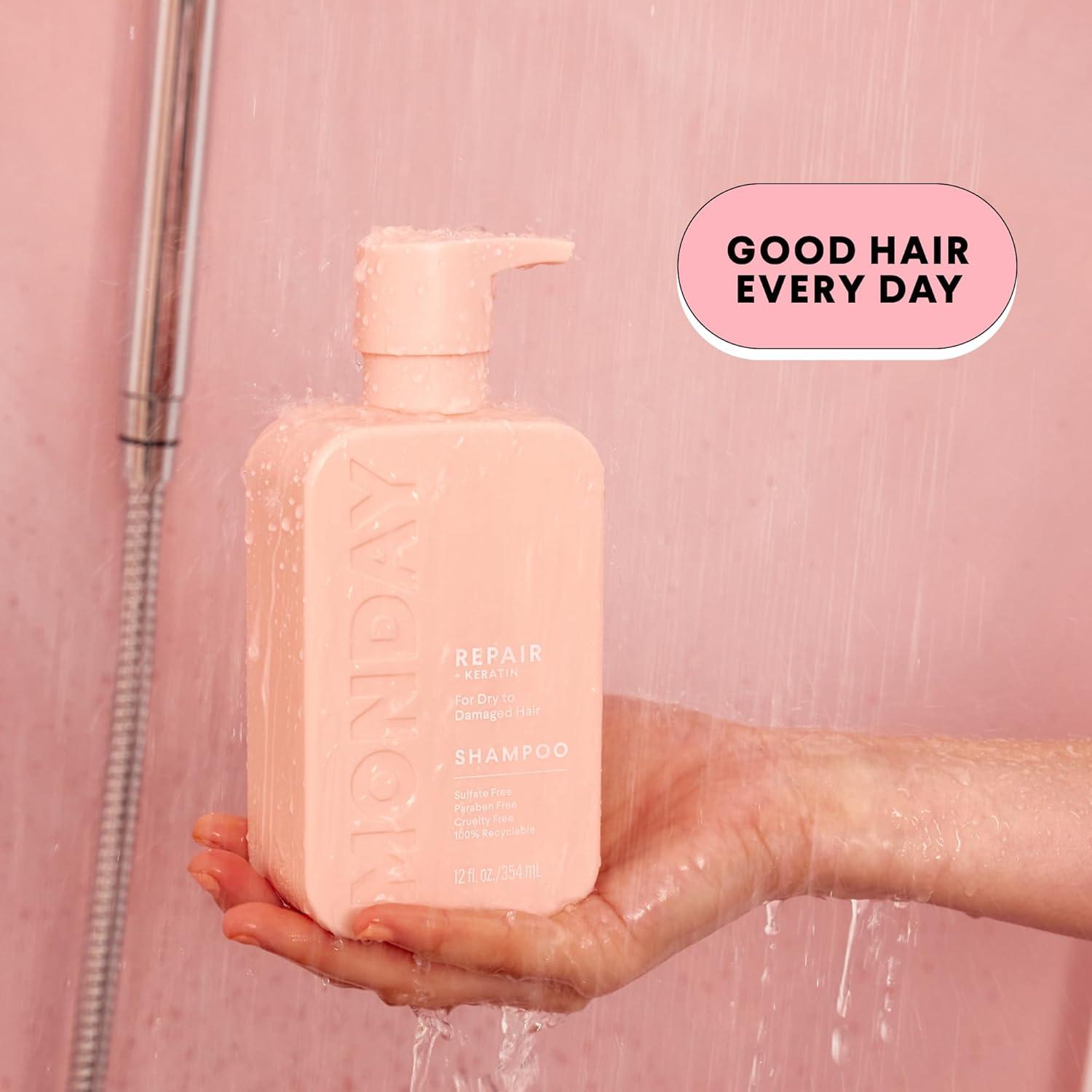 MONDAY HAIRCARE Repair Shampoo and Conditioner Set (12 oz) For Dry to Damaged Hair Made with Keratin, Coconut Oil, Shea Butter, and Vitamin E