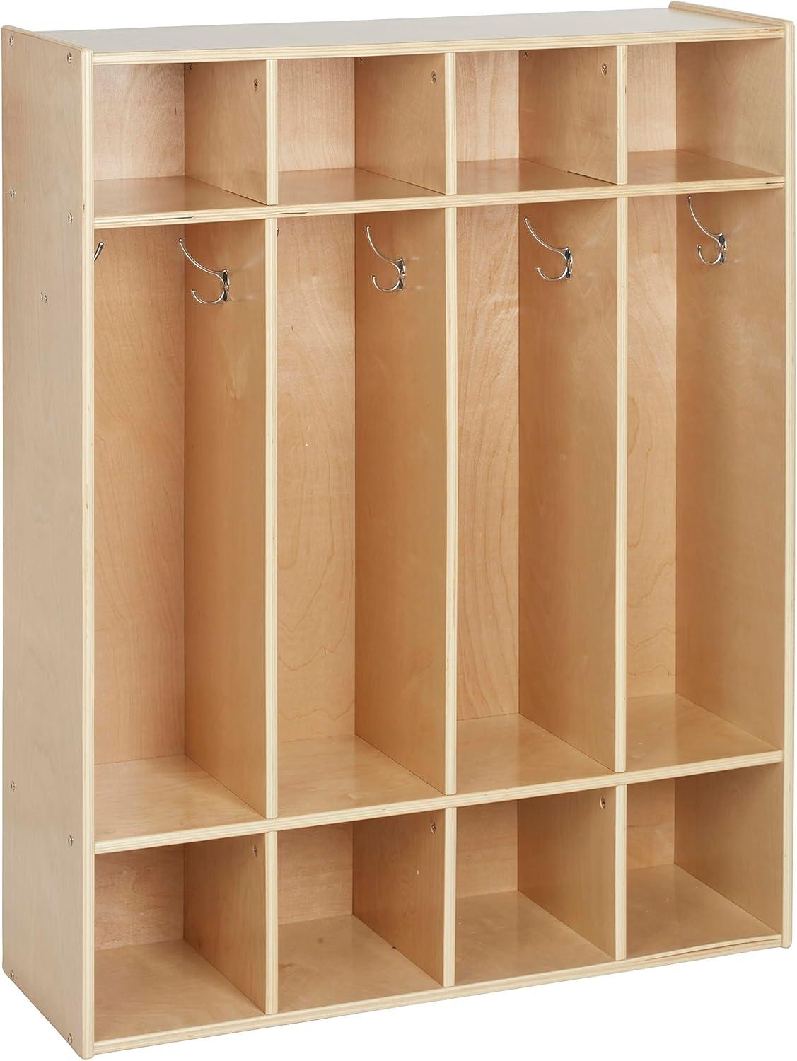 ECR4Kids Streamline 4-Section Coat Locker, Natural