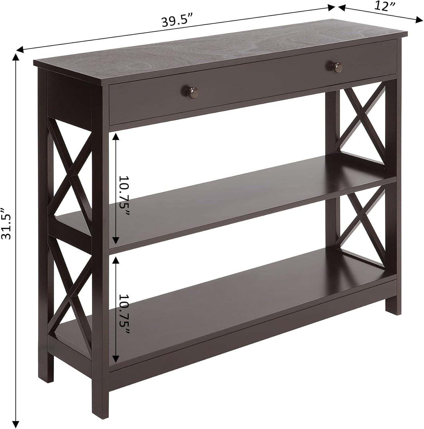 Convenience Concepts Oxford  Console Table with Drawer in Espresso Wood Finish