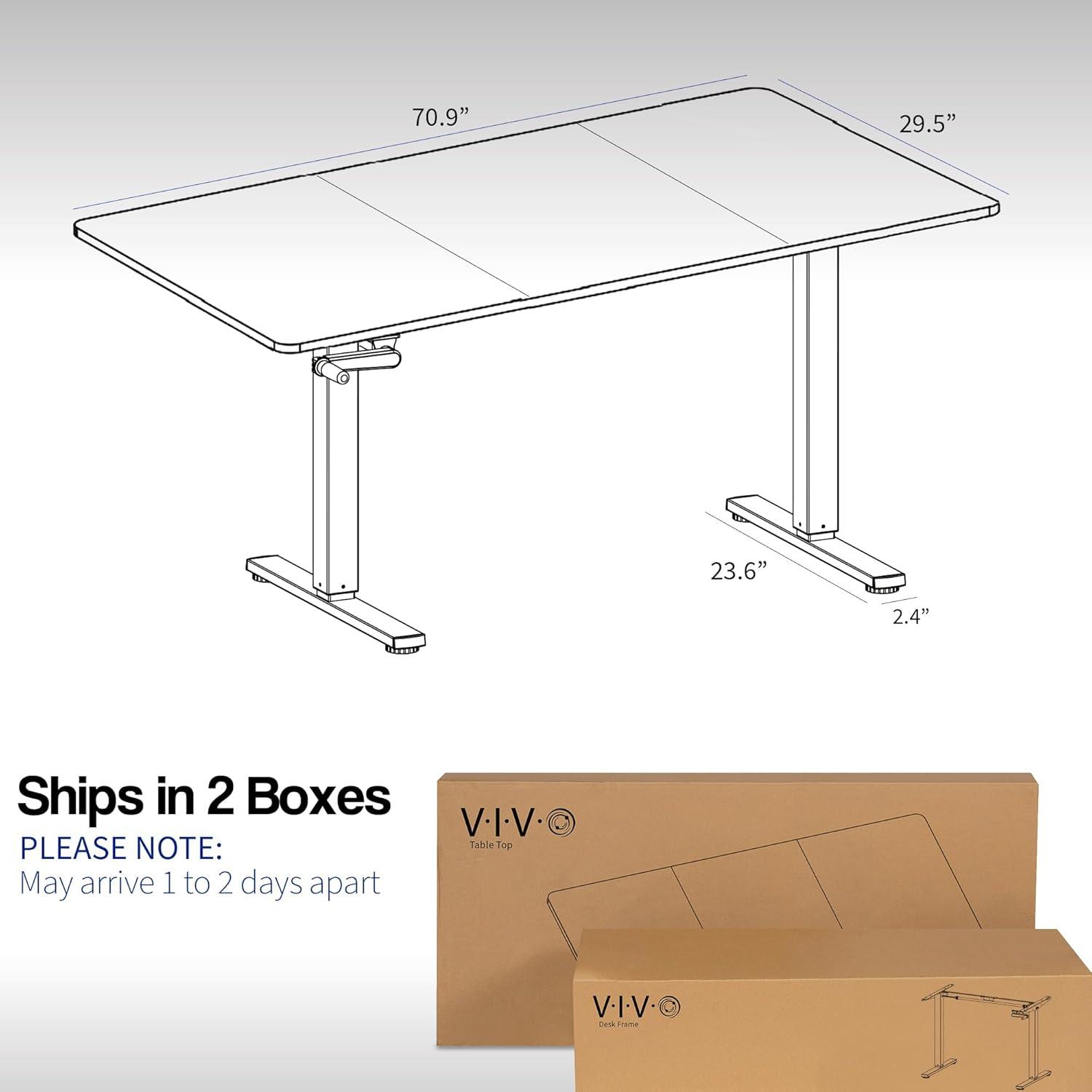 Black 71in x 30in Manual Height Adjustable Desk