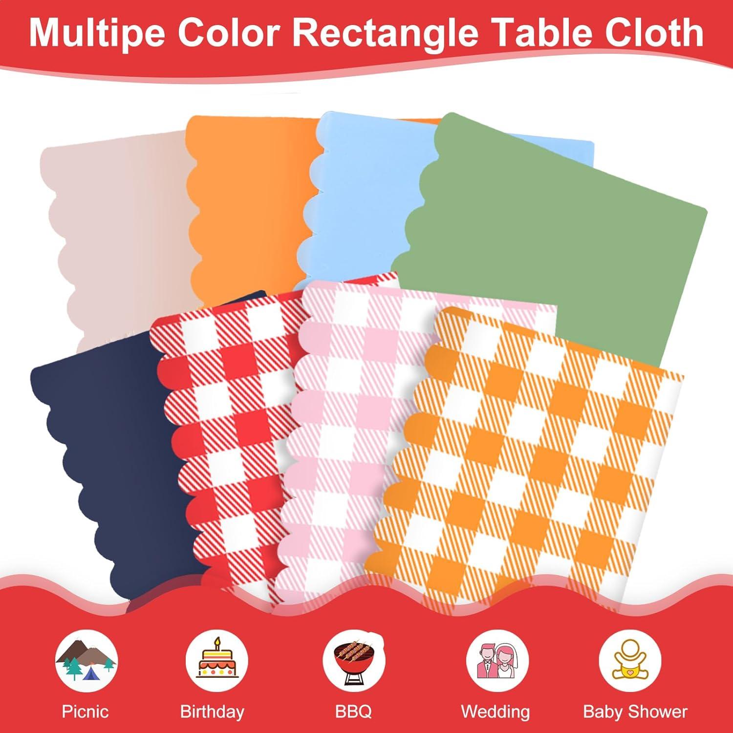 ARCOCO-3 Pack Red and White Checkered Tablecloth, 54 X 108Inch Plastic Red Gingham Table Cloth Disposable Spring Picnic Tablecloths Waterproof Red Checkered Table Cover for BBQ Picnic Barbecue Birthd