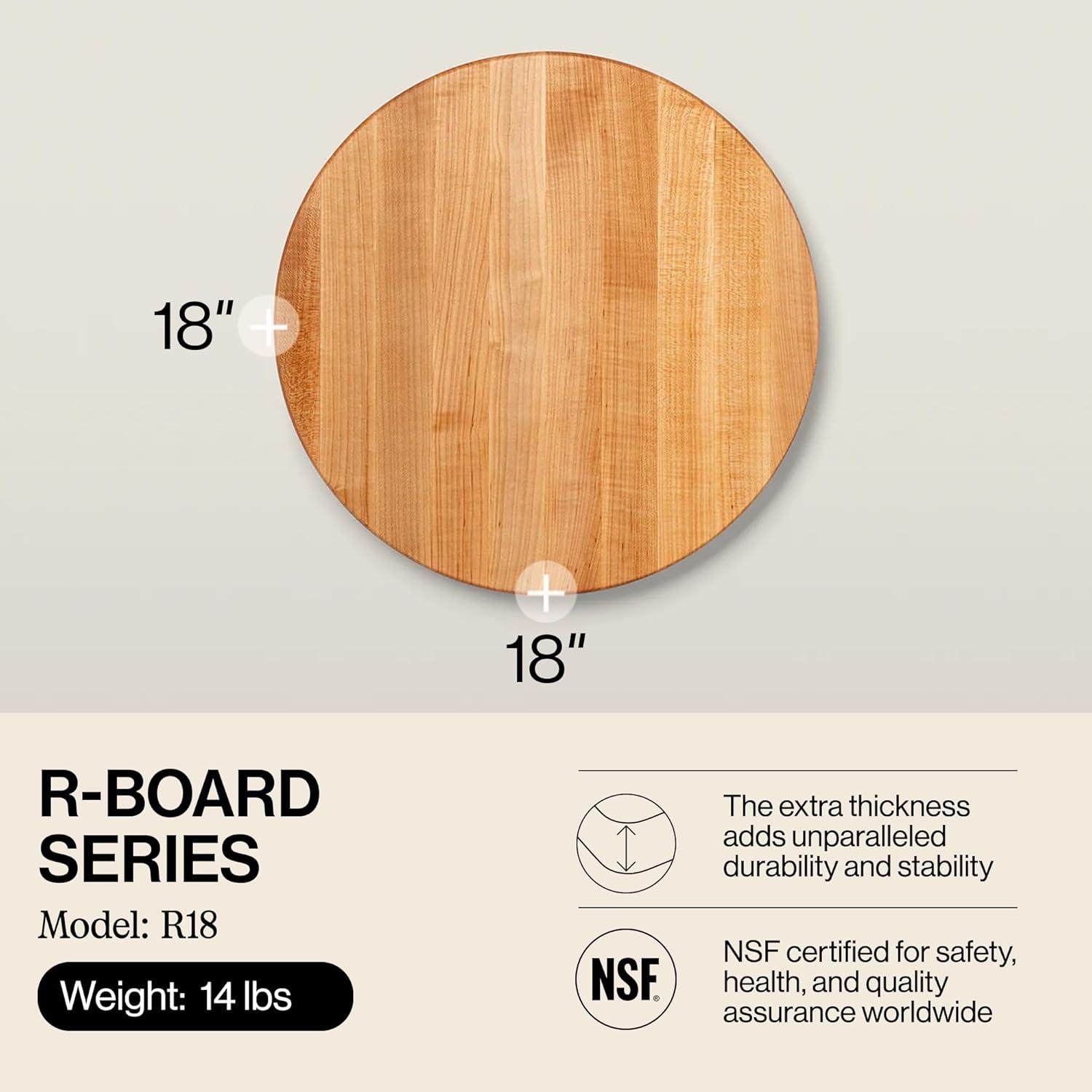John Boos John Boos 18" Round Cutting Board, 1.5" Edge Grain
