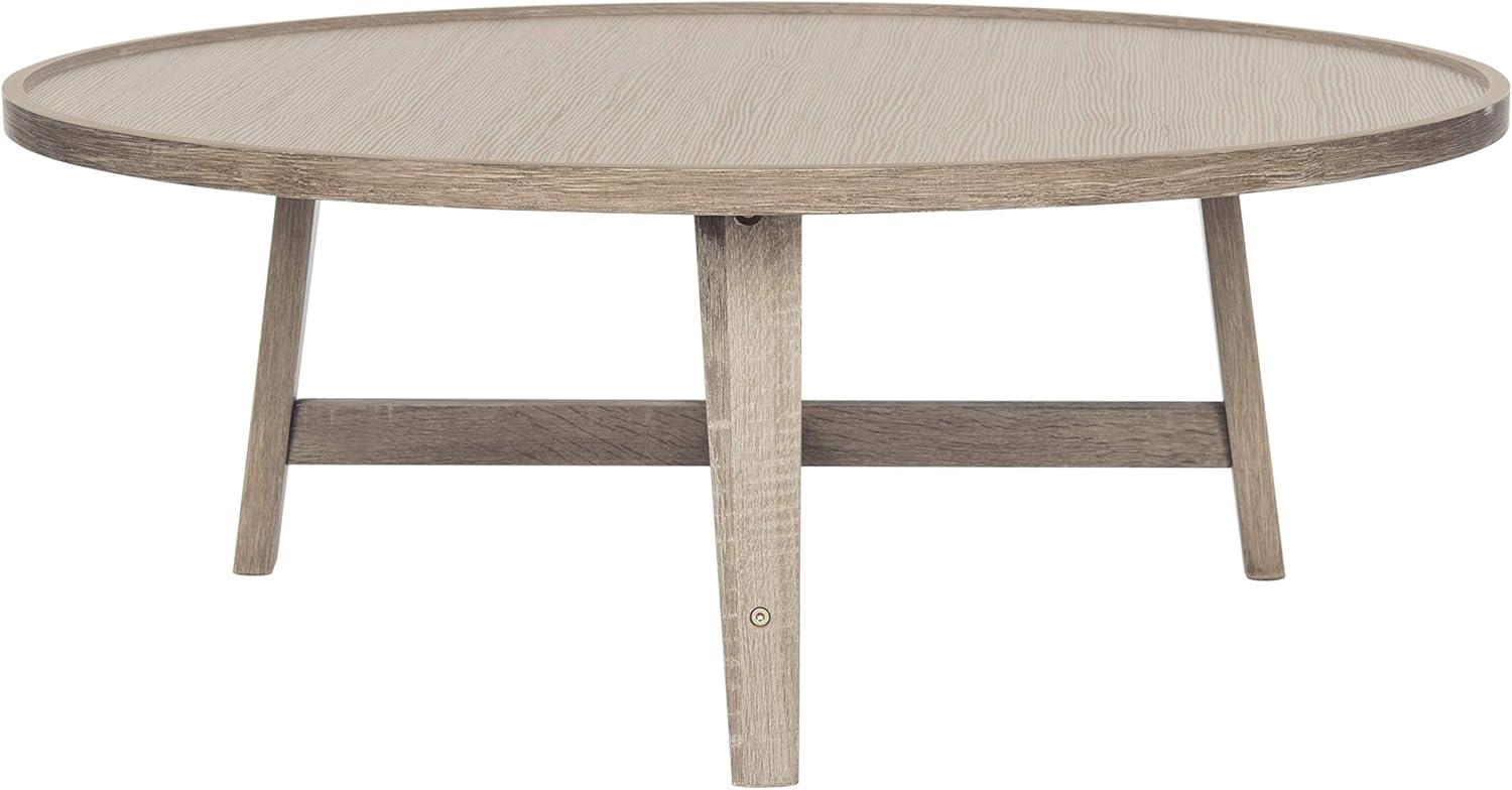 Transitional Light Oak Round Wood Coffee Table - 35"