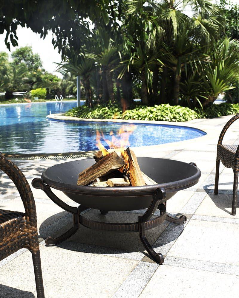 Ashland Firepit - Black - Crosley: Cast Iron Copper Finish, 35" Bowl, Mesh Guard, Poker Included