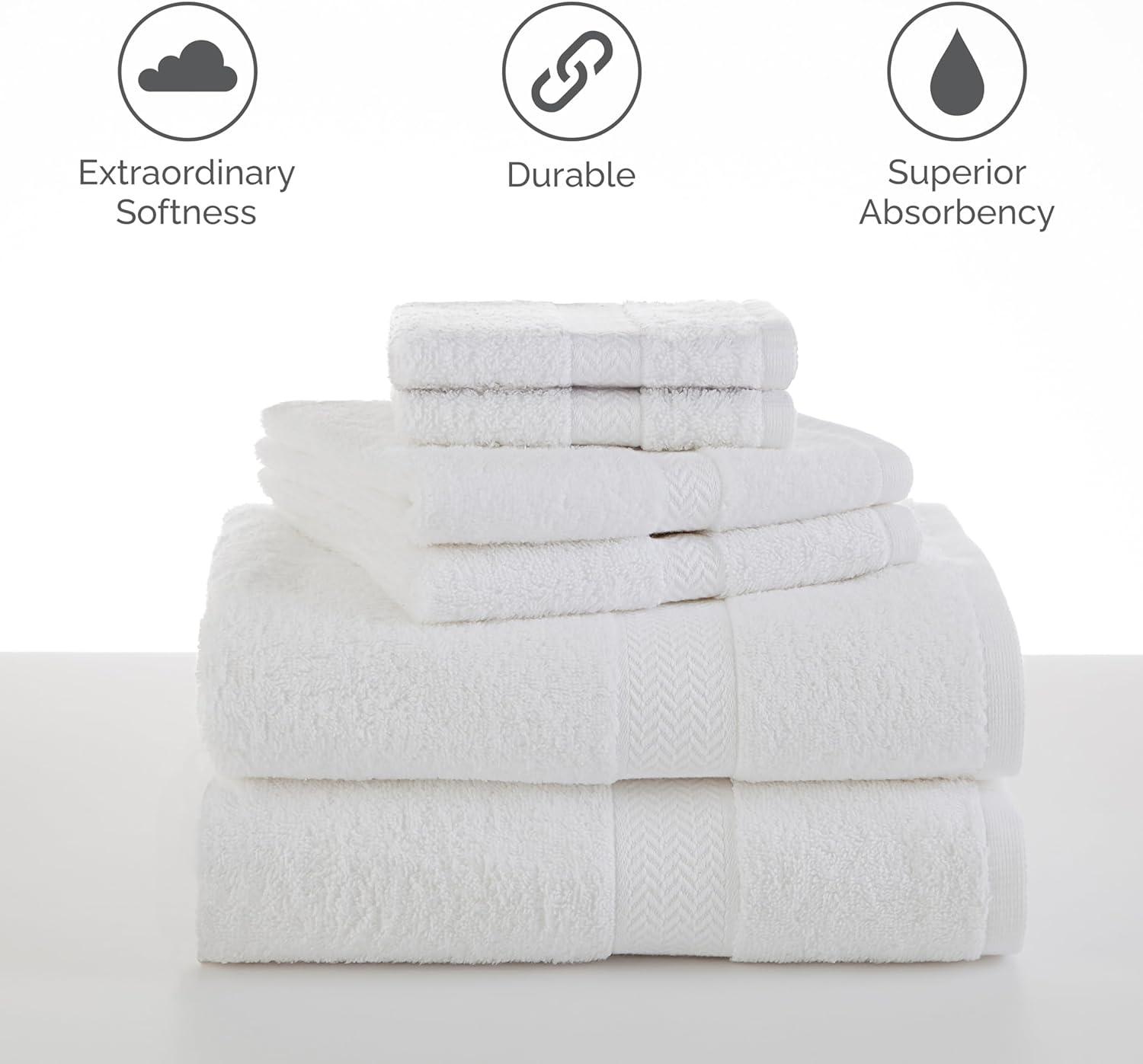 Oversized White Cotton Hand Towel Set of Six