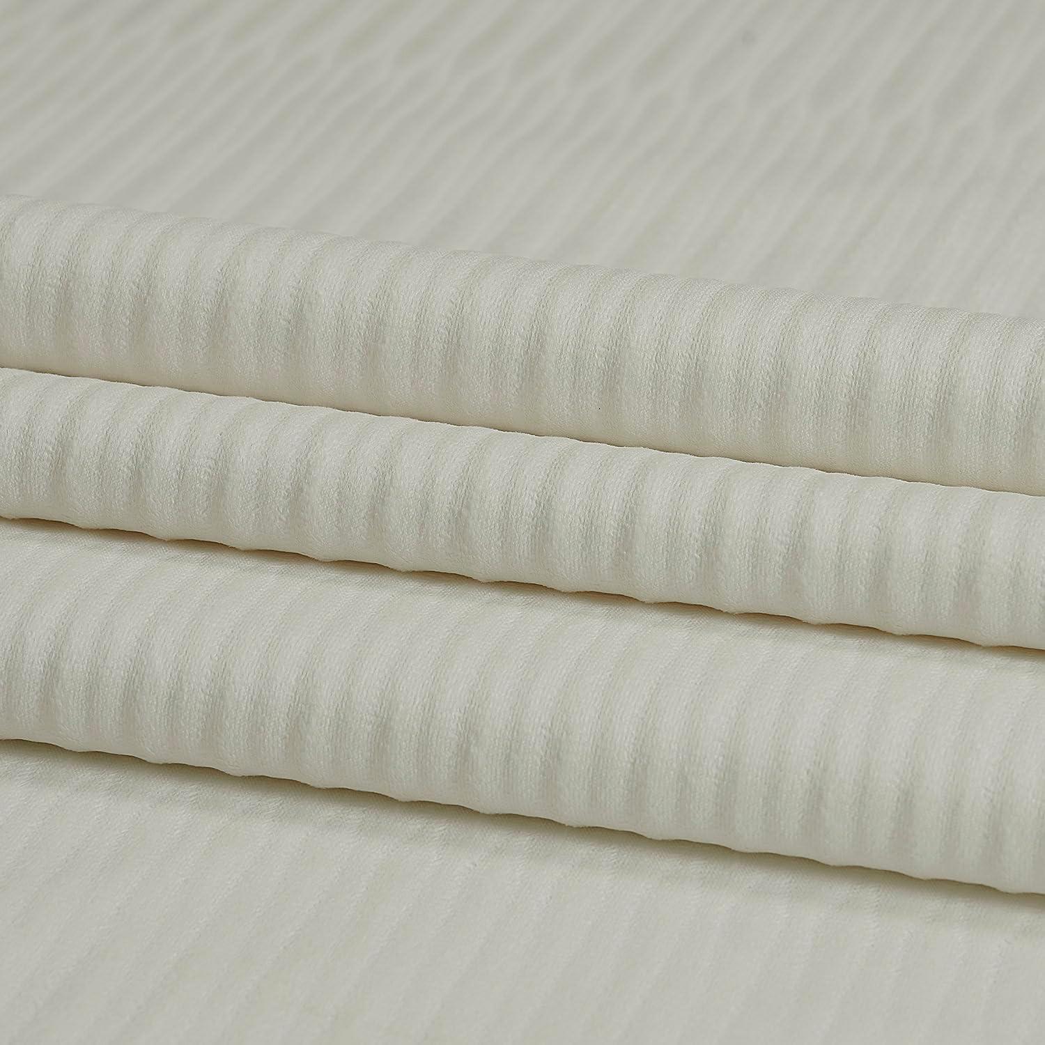 Ivory Velvet Room Darkening Ground Length Curtain Panel