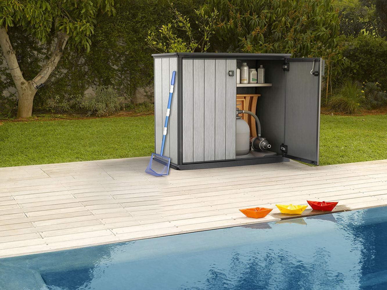 Gray Resin Outdoor Storage Shed with Paintable Walls