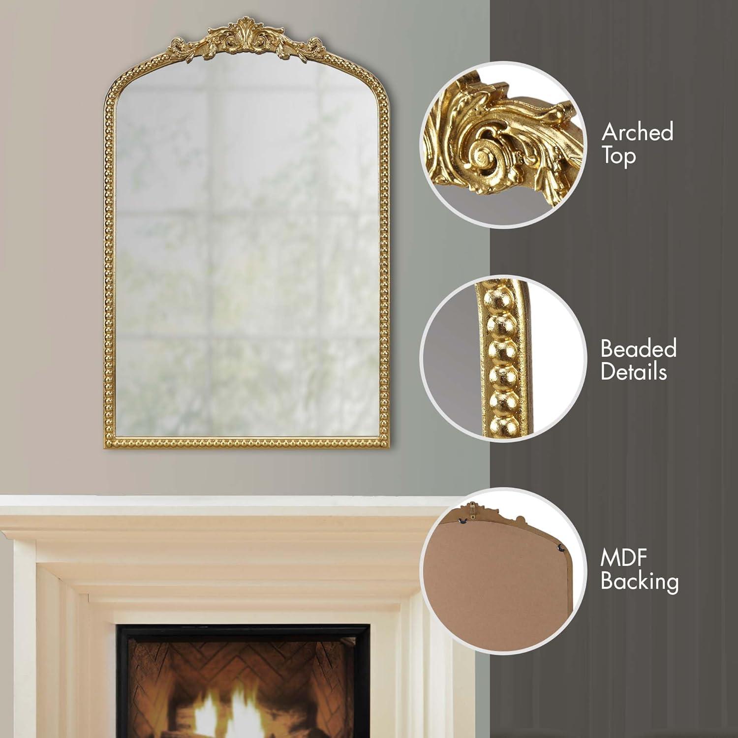 Lilbeth Beaded Arch Wall Decor Mirror Gold - Madison Park: Vintage-Inspired, Resin Details, MDF Frame