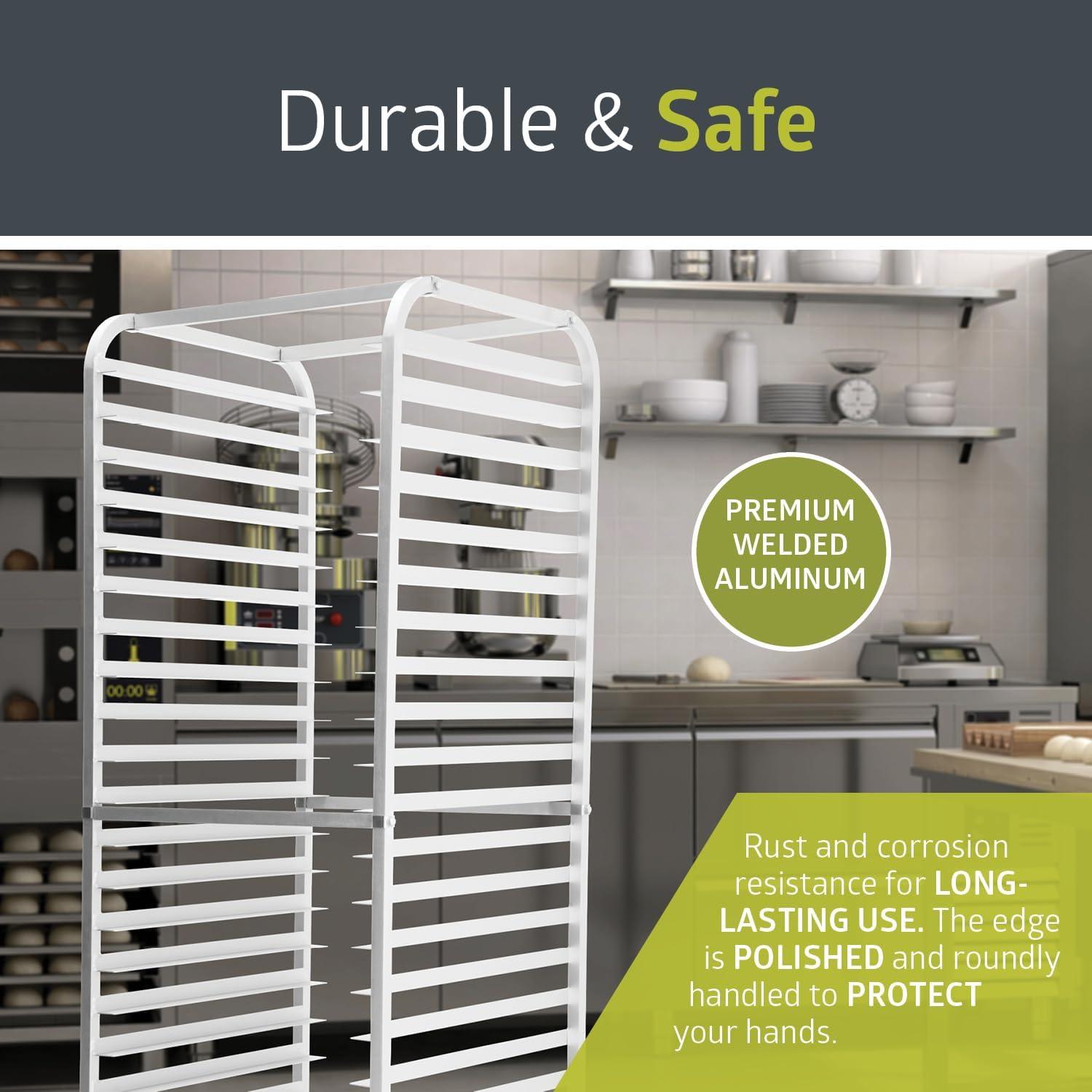 20-Tier Stainless Steel and Aluminum Bun Pan Rack with Swivel Casters