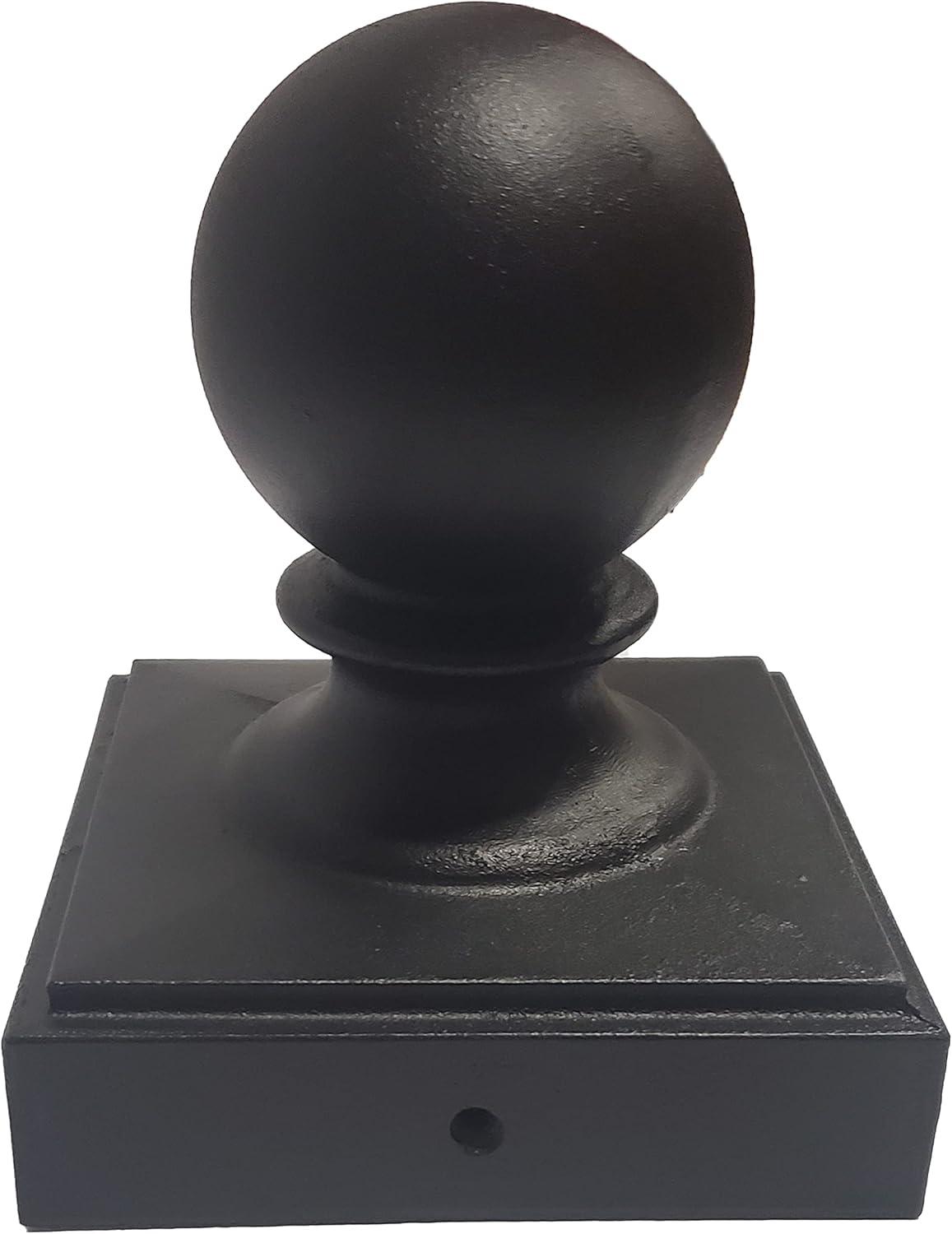 Black Powder-Coated Aluminum Ball Post Cap for 6" x 6" Posts