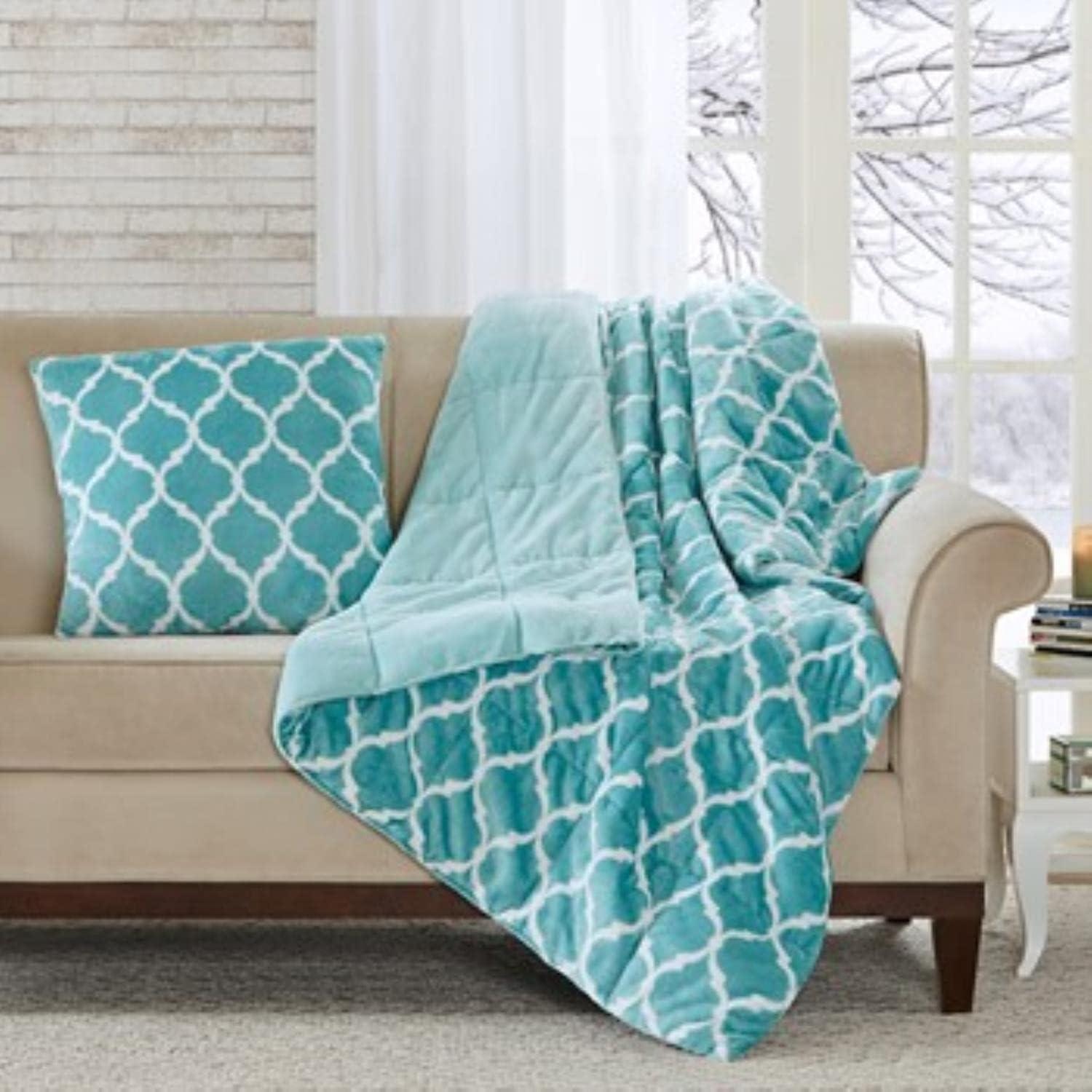 Madison Park  Ogee Lightweight Oversize Ultra Soft  60x70 Throw Blanket Aqua