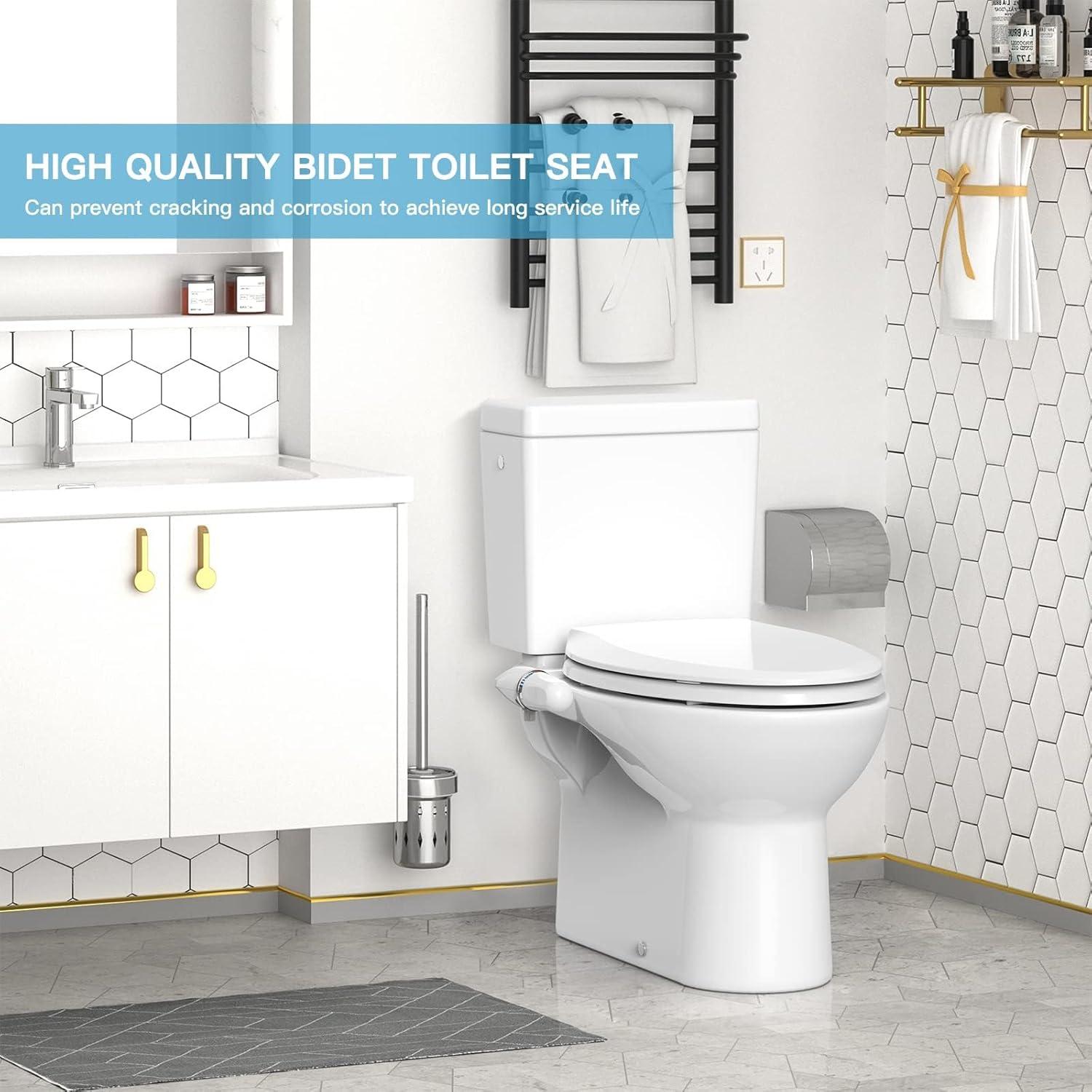 White Elongated Manual Non-Electric Bidet Toilet Seat