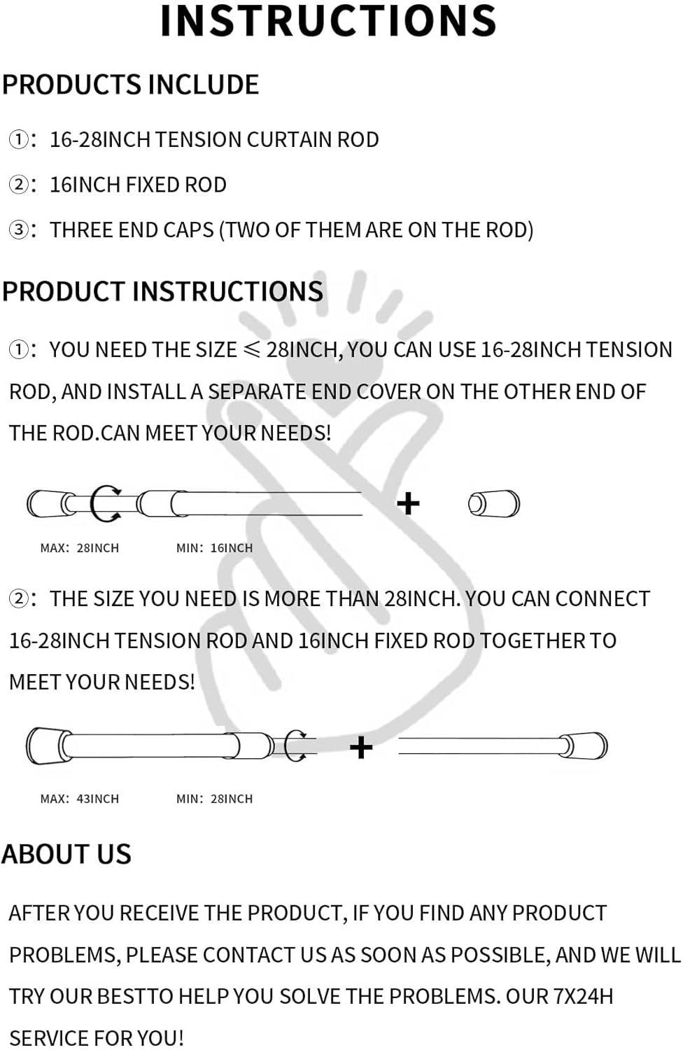 2pcs Spring Tension Curtain Rod?28-43 Inches Adjustable Expandable Pressure Black Curtain Tension Rods For Kitchen, Bathroom, Window,Home