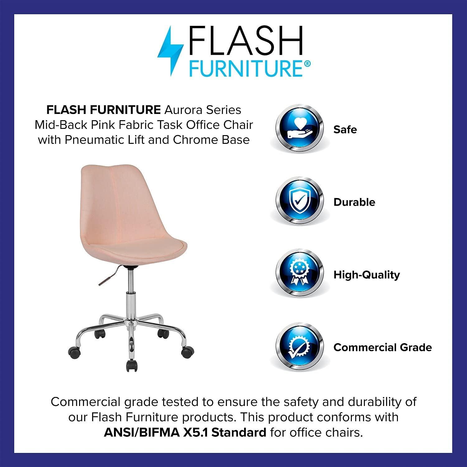 Flash Furniture Aurora Series Mid-Back Fabric Task Office Chair with Pneumatic Lift and Chrome Base