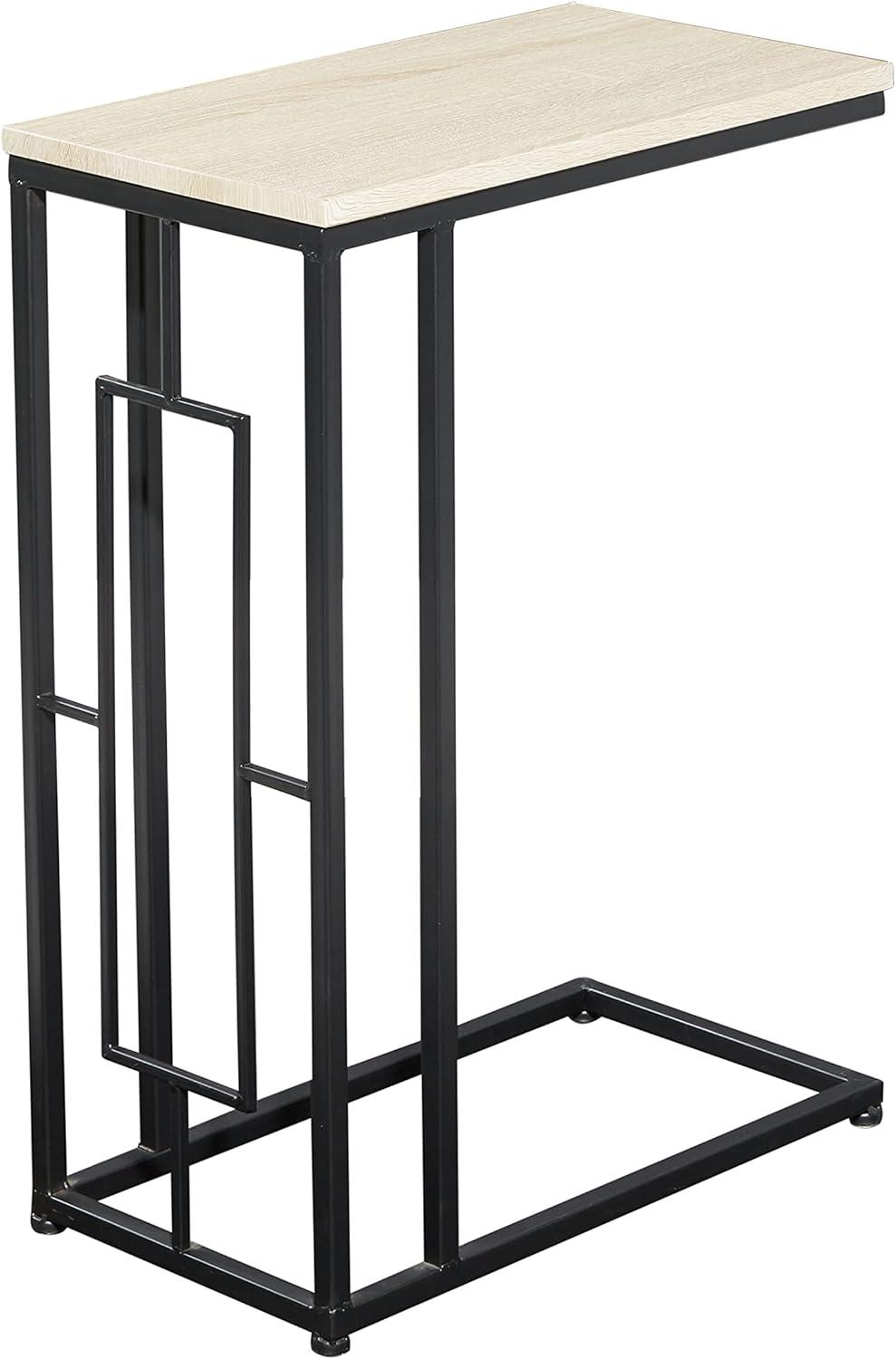 Olivia & May Contemporary Iron and Wood Accent Table Black: Sofa Side C-Table, Narrow Tray End Table
