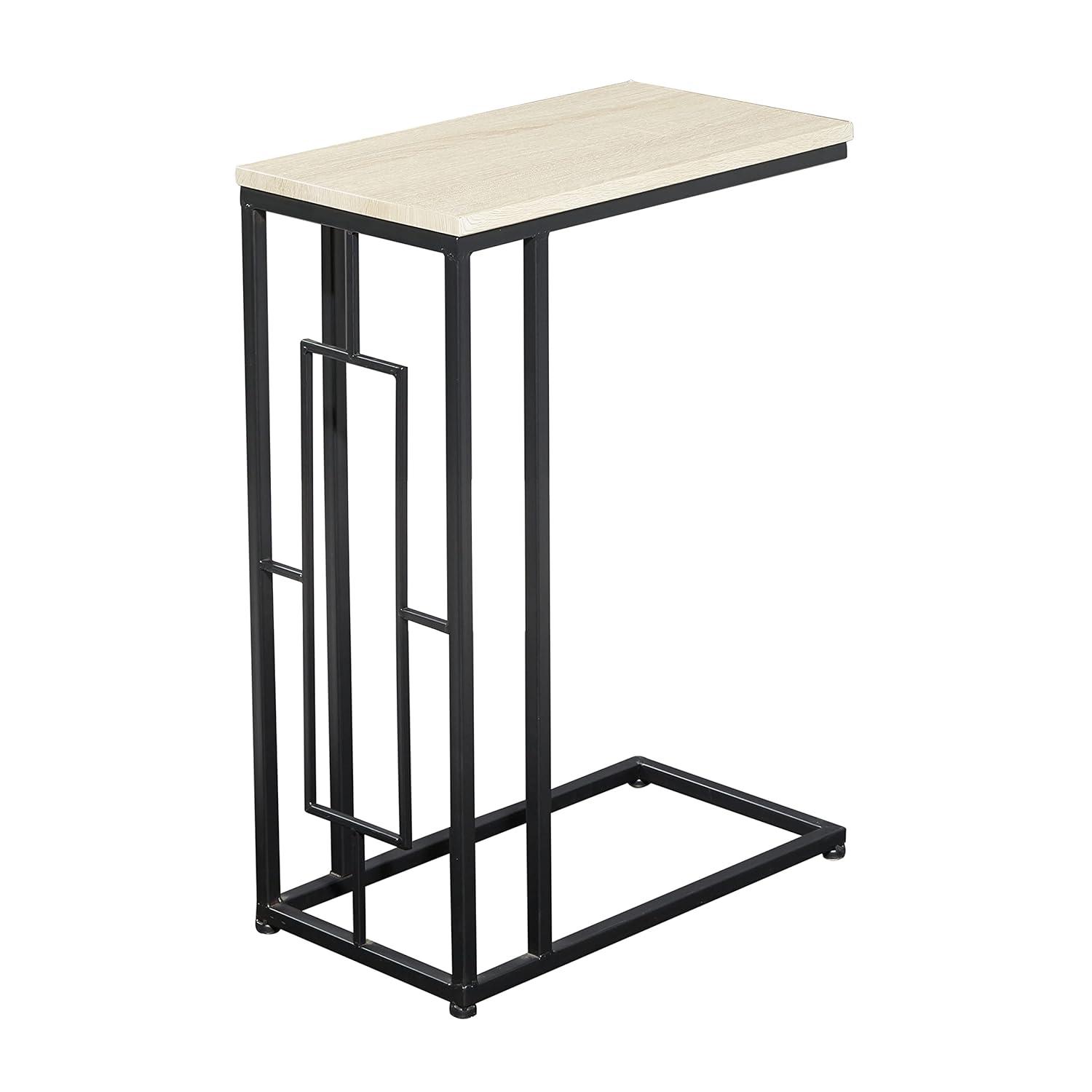 Olivia & May Contemporary Iron and Wood Accent Table Black: Sofa Side C-Table, Narrow Tray End Table