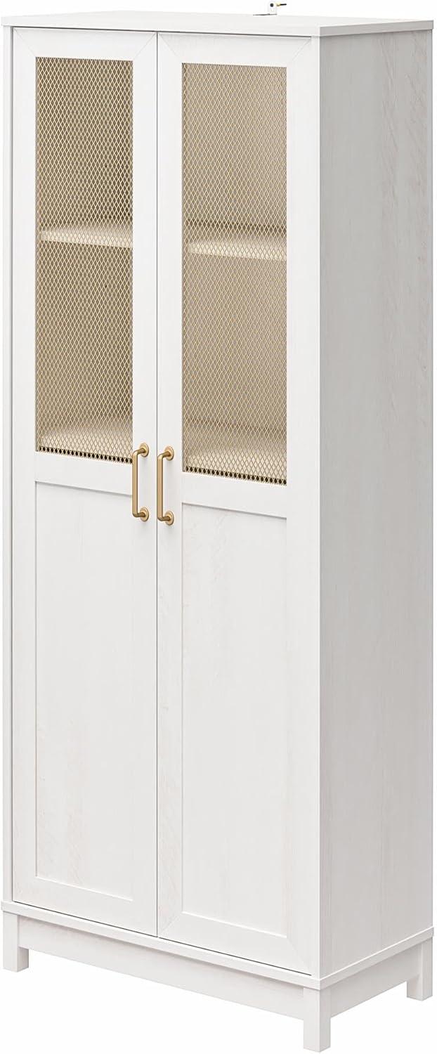 Tess 2 Door Wide Storage Cabinet with Modular Storage Ivory Oak - Mr. Kate: MDF Construction, 4 Adjustable Shelves