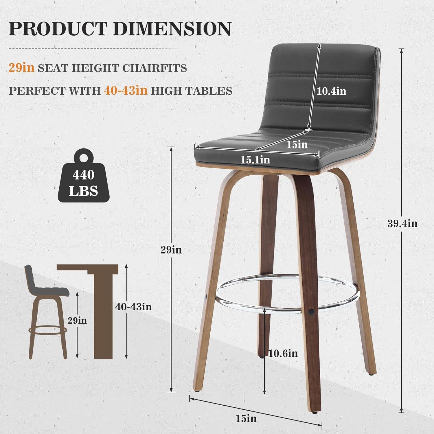 Upholstered  Swivel Counter & Bar Stool (Set of 3)