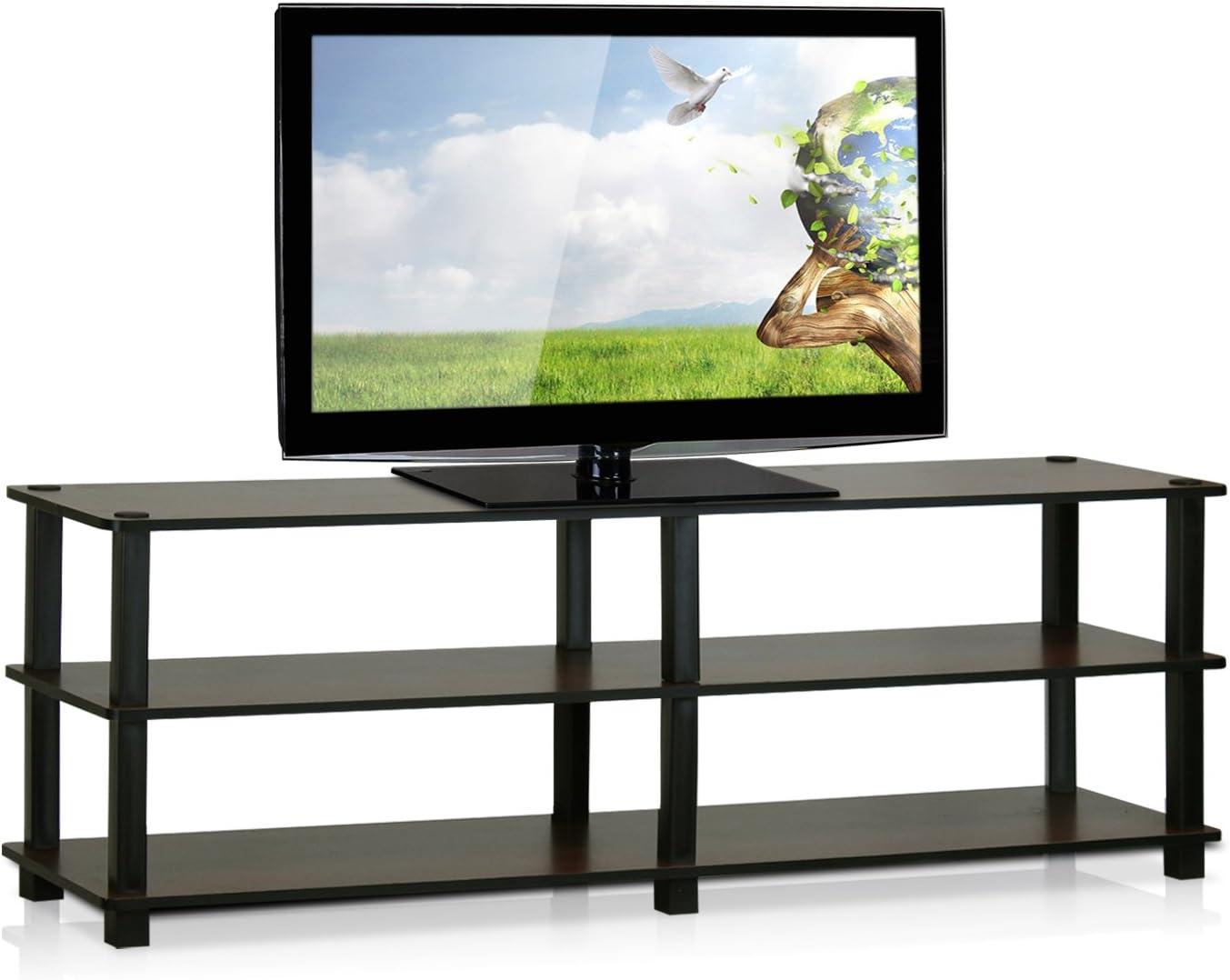 Furinno Turn-S-Tube No Tools 3-Tier Entertainment TV Stands, Dark Brown/Black