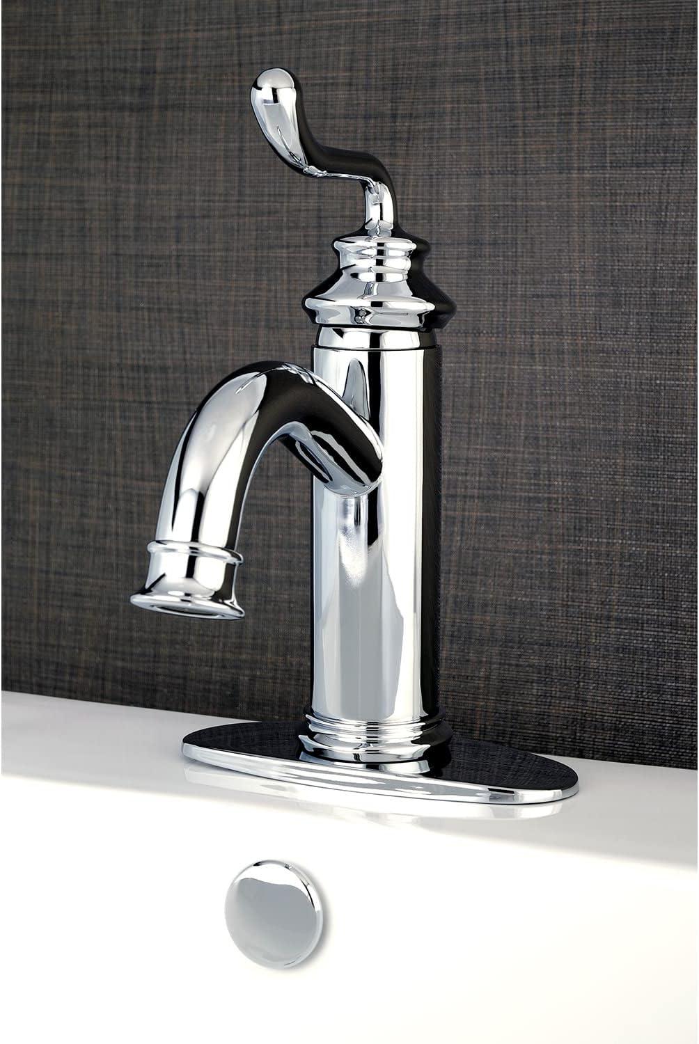 Kingston Brass Royale Single-Handle 1-Hole Deck Mount Bathroom Faucet with Push Pop-Up