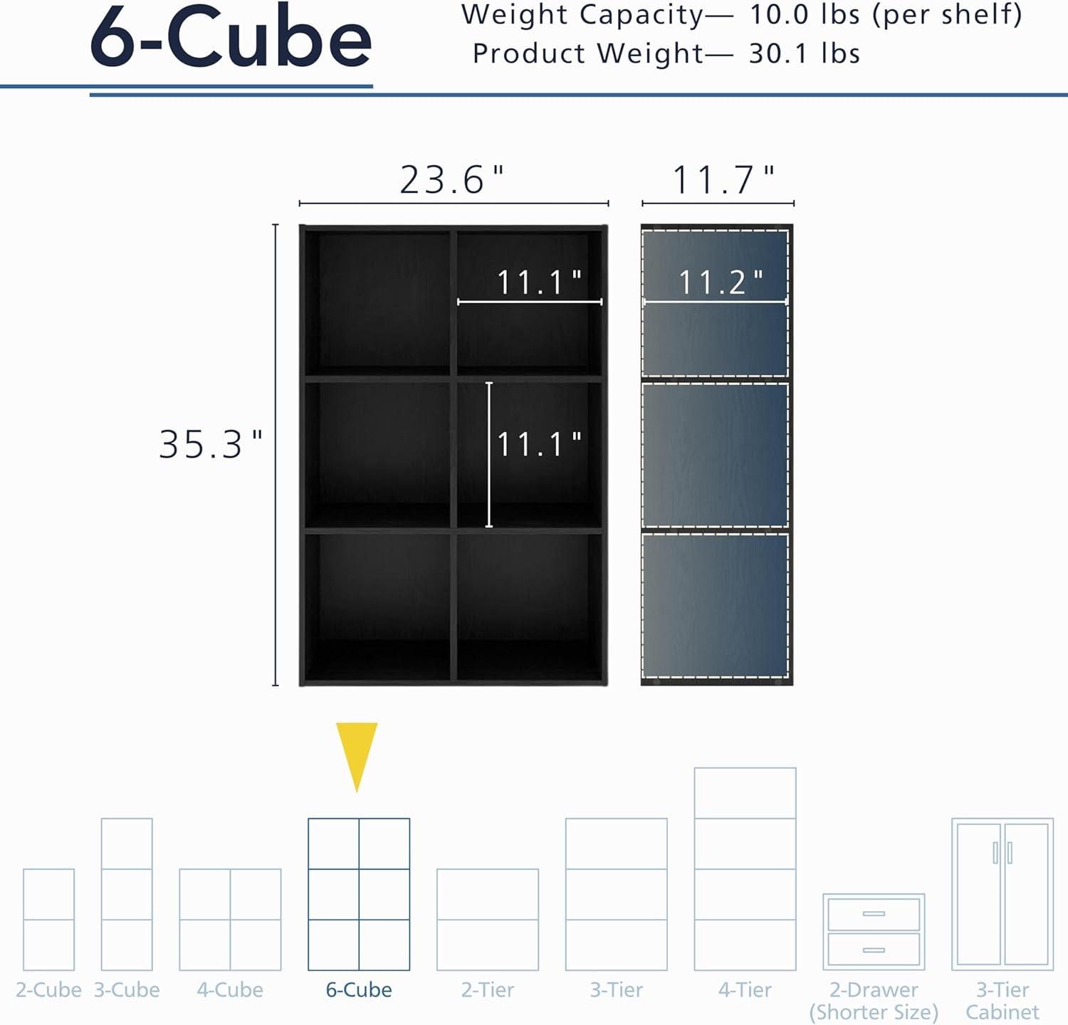 24/7 Shop At Home 35" Silkpath Modern 6 Cube Stackable and Modular Bookcase