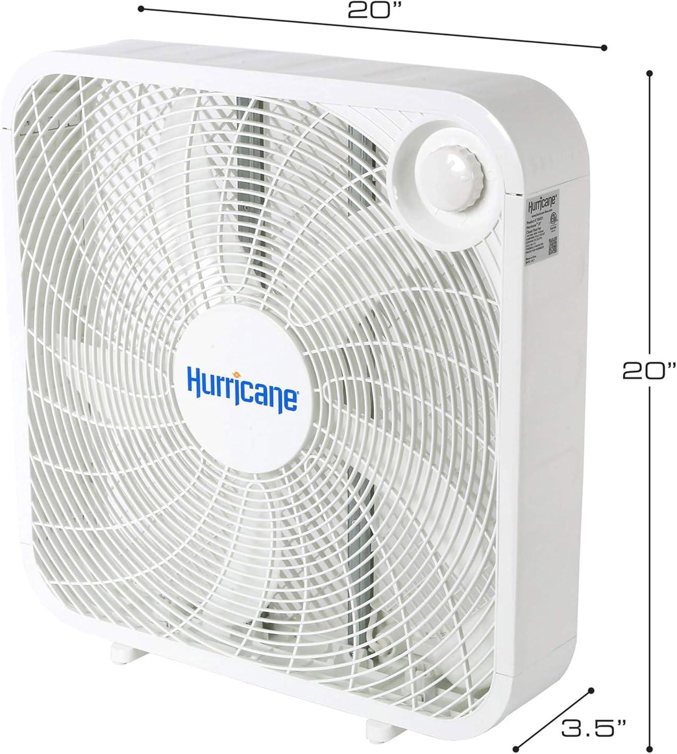 Hurricane Hurricane 20" Classic Series Floor Box Fan with 3 Speed Settings, 2 Pack, White (Set of 2)