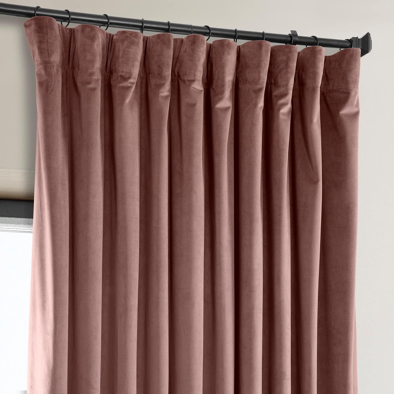 HPD Half Price Drapes Wild Rose Heritage Plush Velvet Room Darkening Curtains for Bedroom & Living Room Curtains (1 Panel), Window Curtains 84 inches long, Extra Wide Curtains & Drapes, 100W X 84L