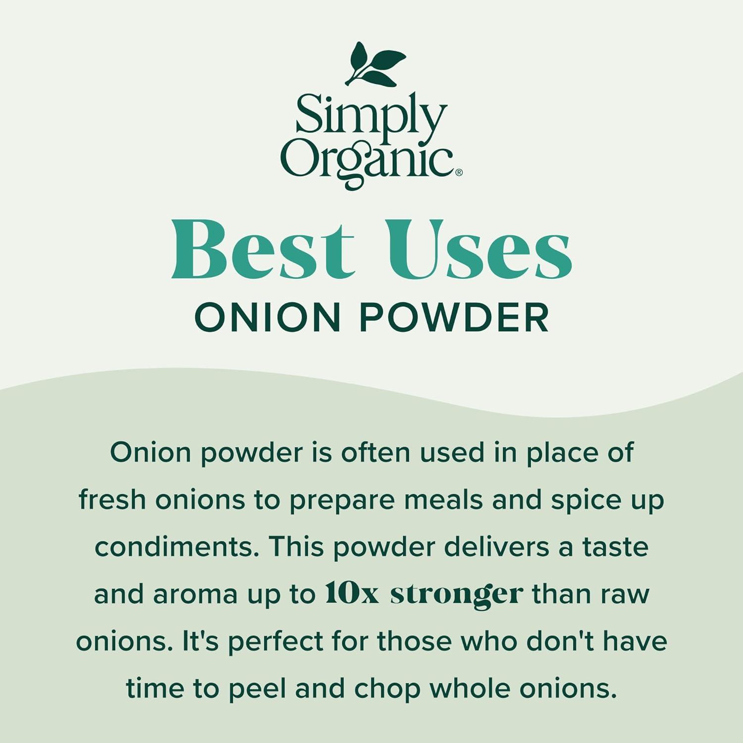 Simply Organic White Onion Powder, 3-Ounce Jar, Organic US Grown Onions, Real Onion Taste Without The Tears, Kosher, Non GMO
