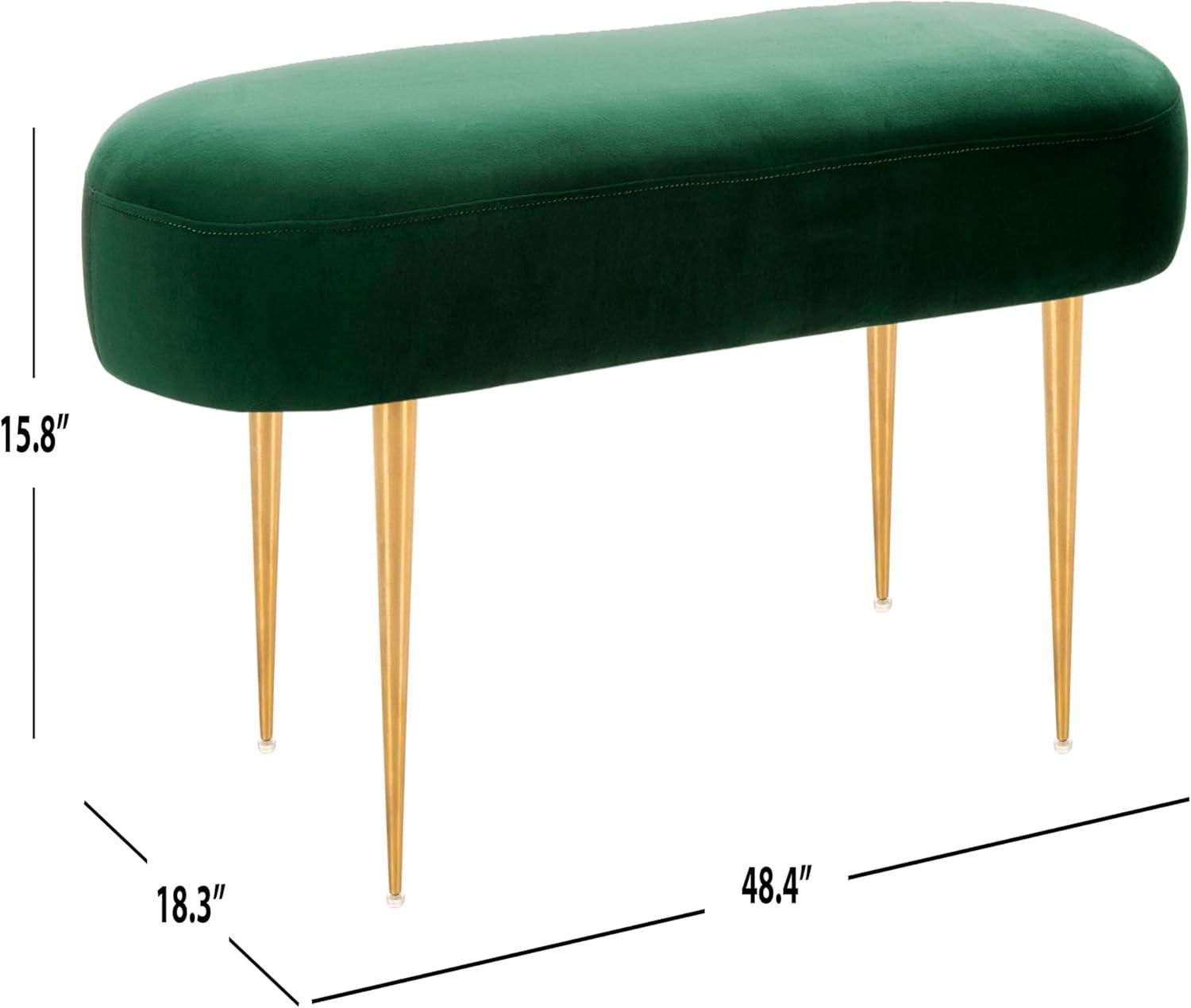 SAFAVIEH Couture Corinne Oval Solid Velvet Contemporary Bench, Olive Green