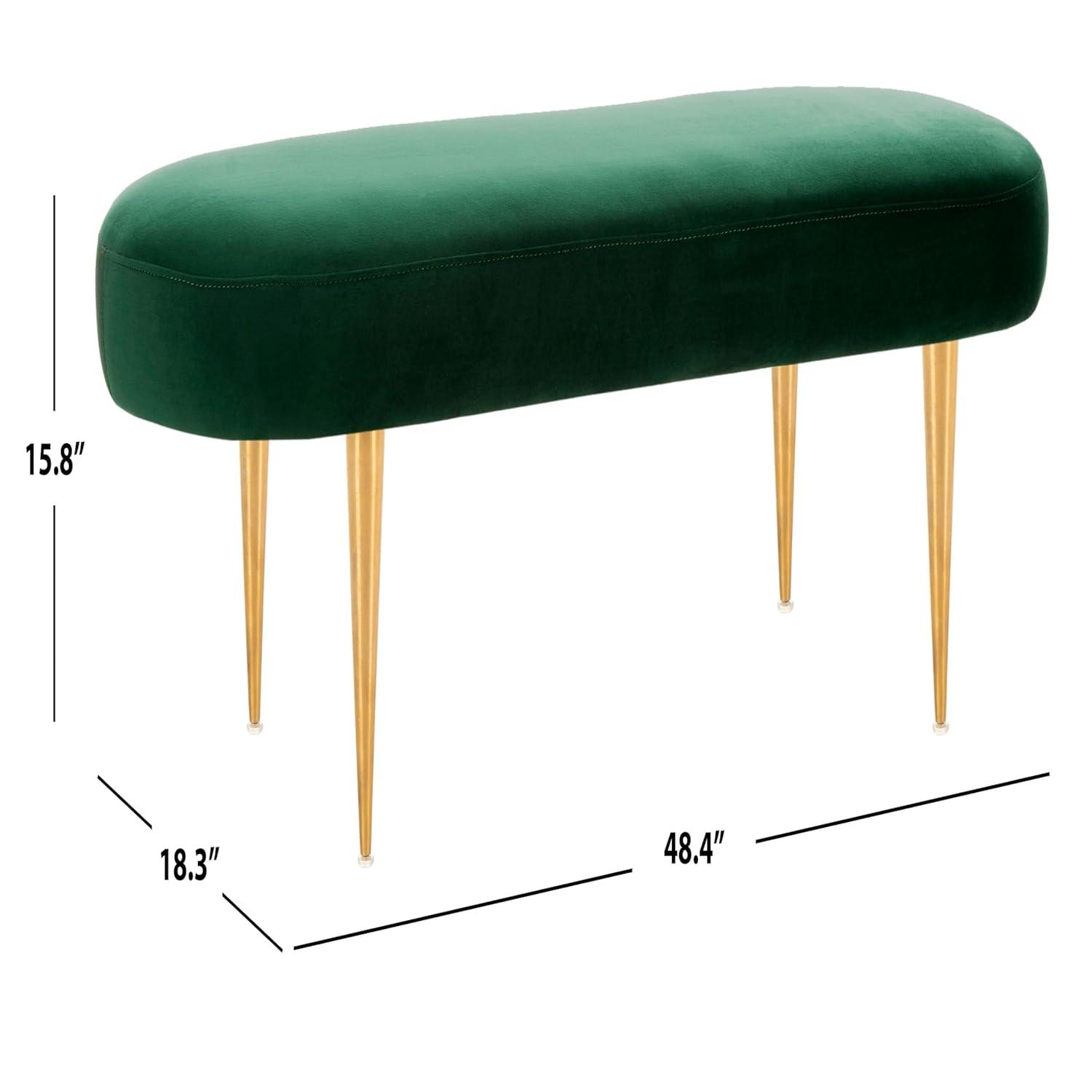 SAFAVIEH Couture Corinne Oval Solid Velvet Contemporary Bench, Olive Green