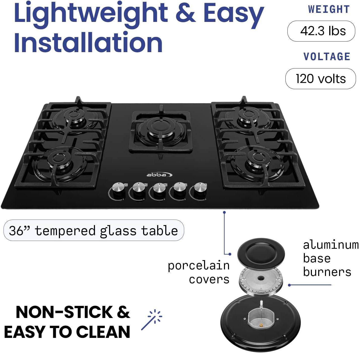 36-in Gas on Glass Cooktop