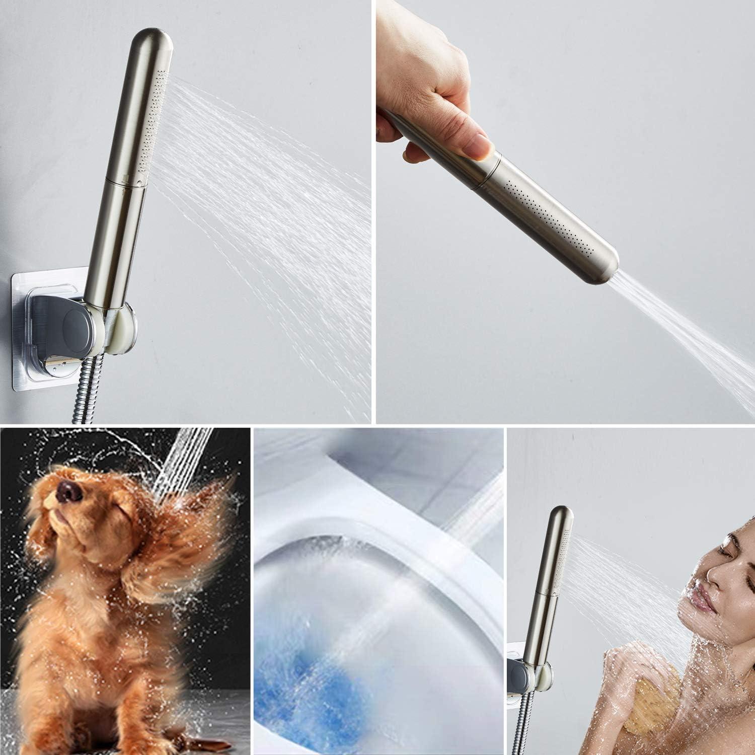 Shower Head Handheld Solid Copper Bathroom showerhead High pressure wand hand-held Sprayer (brush nickel)