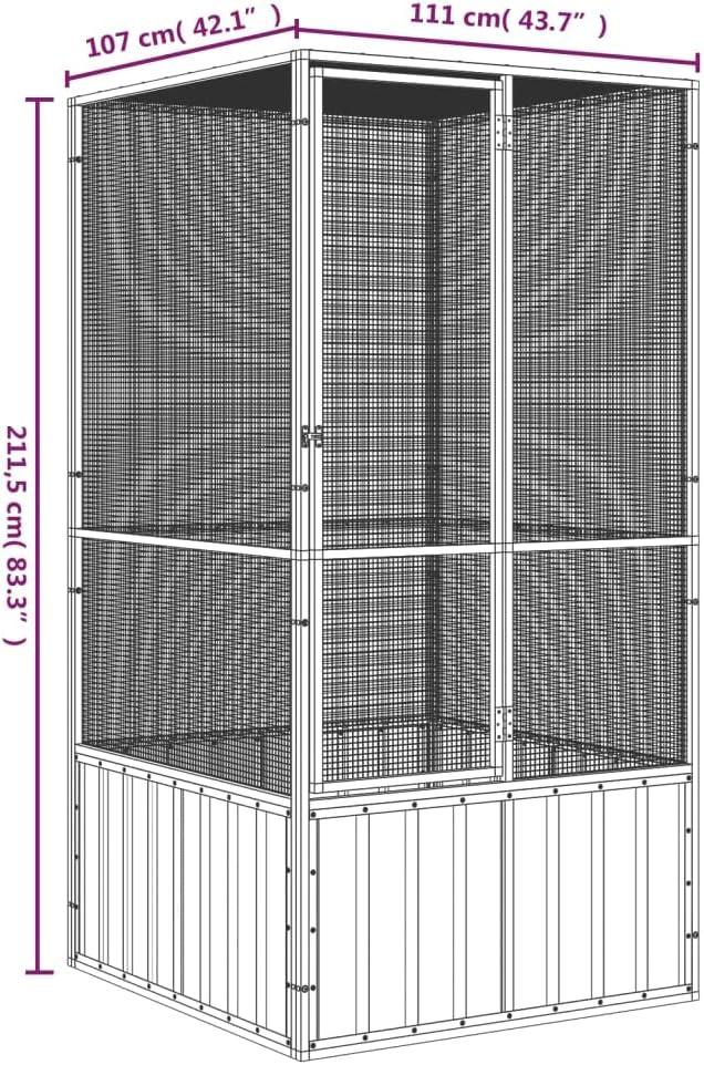 vidaXL Bird Cage Anthracite 43.7 in.x42.1 in.x83.3 in. Galvanized Steel