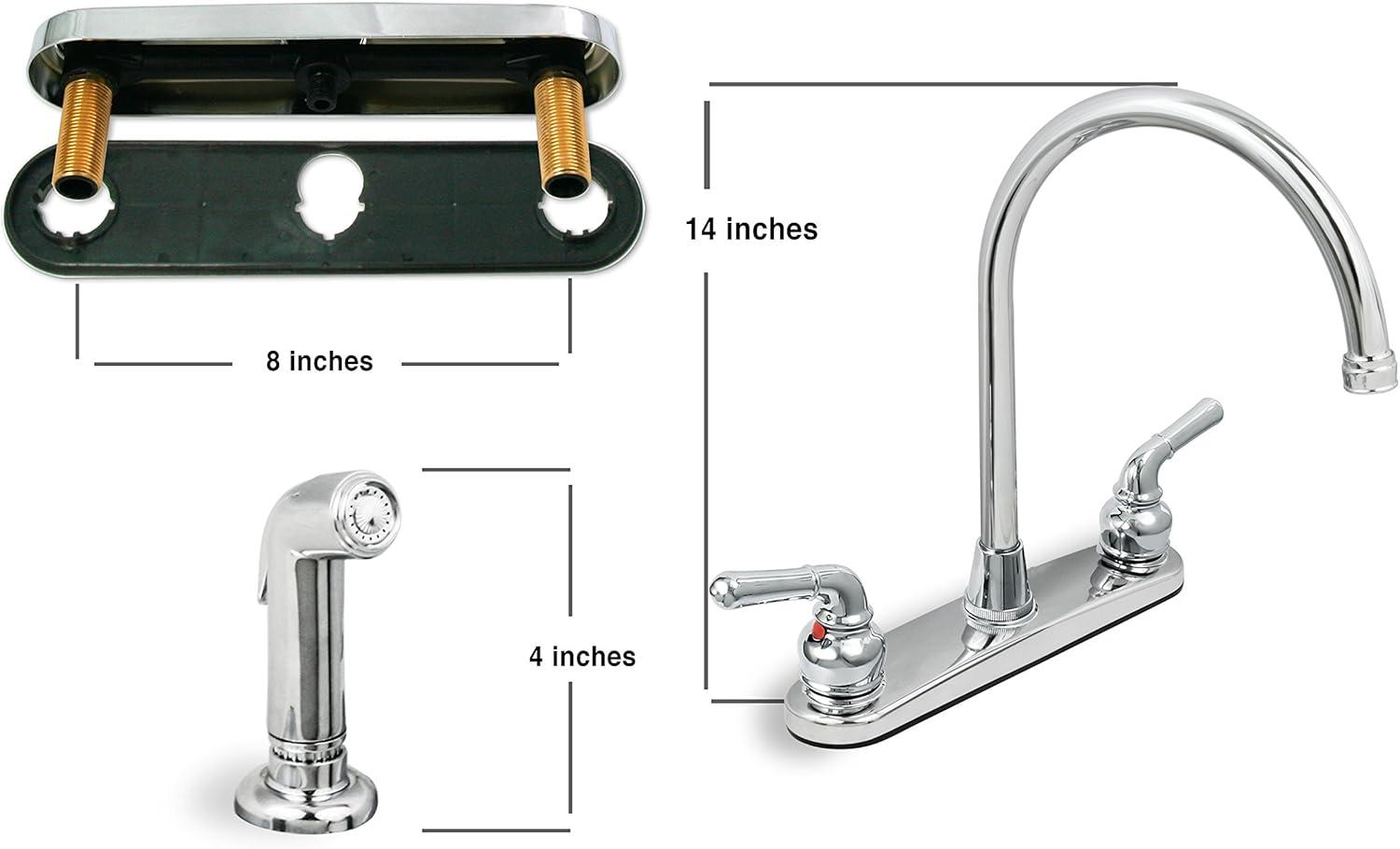 Chrome High Arc Two-Handle Kitchen Faucet with Spray