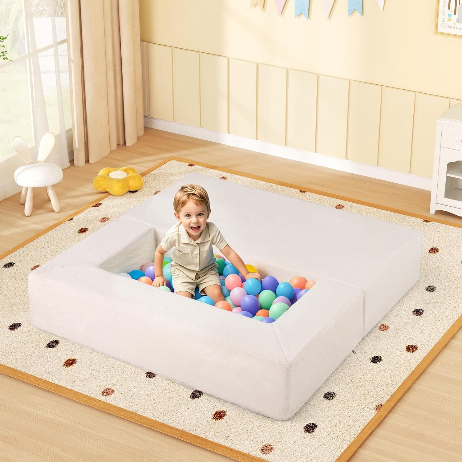 OLAKIDS Modular Kids Play Couch, Toddler Sectional Fort Building Sofa for Playroom, Bedroom, Convertible Soft Foam Furniture Playset and Floor Cushion for Boys and Girls