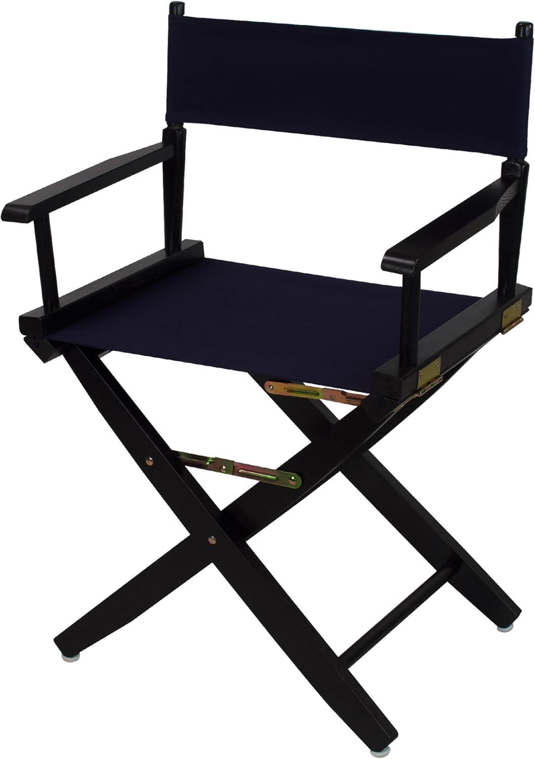 Black and Navy Foldable Wood Directors Chair