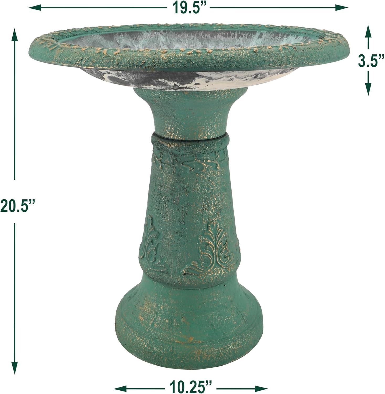 Garden Products BB04 Fiberclay Birdbath, Green, 19.5" x 11.5" x 20.5", 19.5 by 11.5 by 20.5-Inches