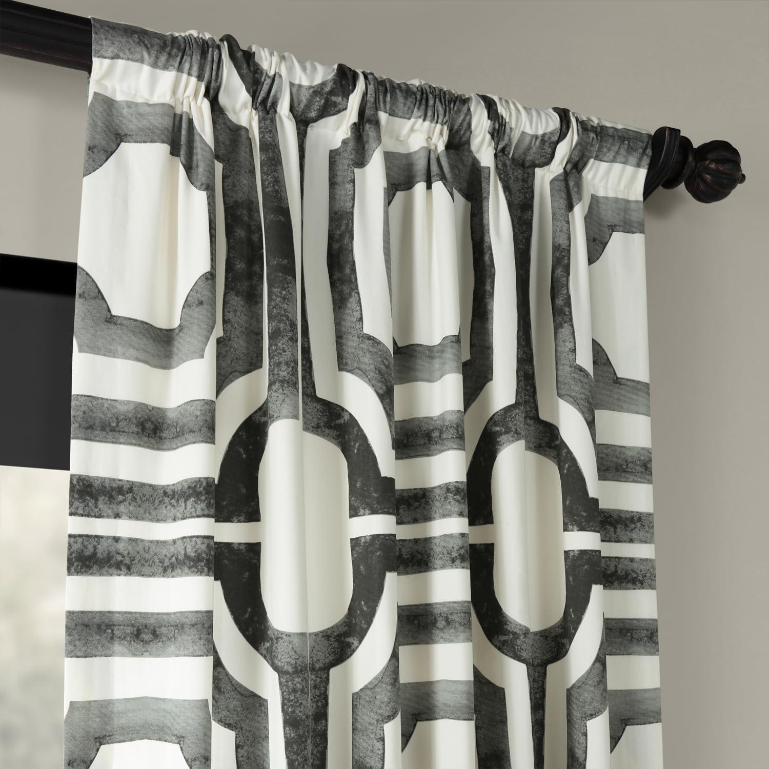 HPD Half Price Drapes Geometric Printed Curtains 108 Inches Long Luxury Cotton Curtains (1 Panel) Room Darkening Window Curtains for Bedroom & Living Room, 50W x 108L, Mecca Geometric Steel